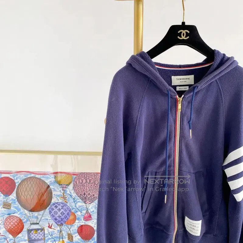 Thom Browne Thom Browne Blue Cotton Long Sleeve Hoodie . Size XS / US 0-2 / IT 36-38 - 3 Thumbnail