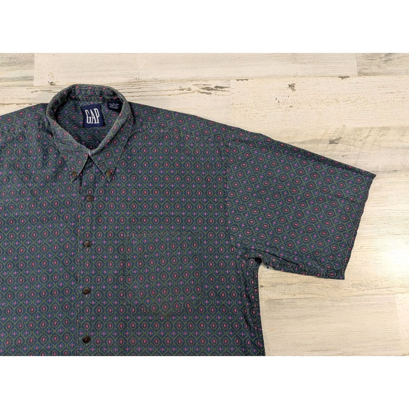Gap VINTAGE Gap Shirt Mens Large Patterned Geometric Button-Down Shirt Size US L / EU 52-54 / 3 - 5 Thumbnail