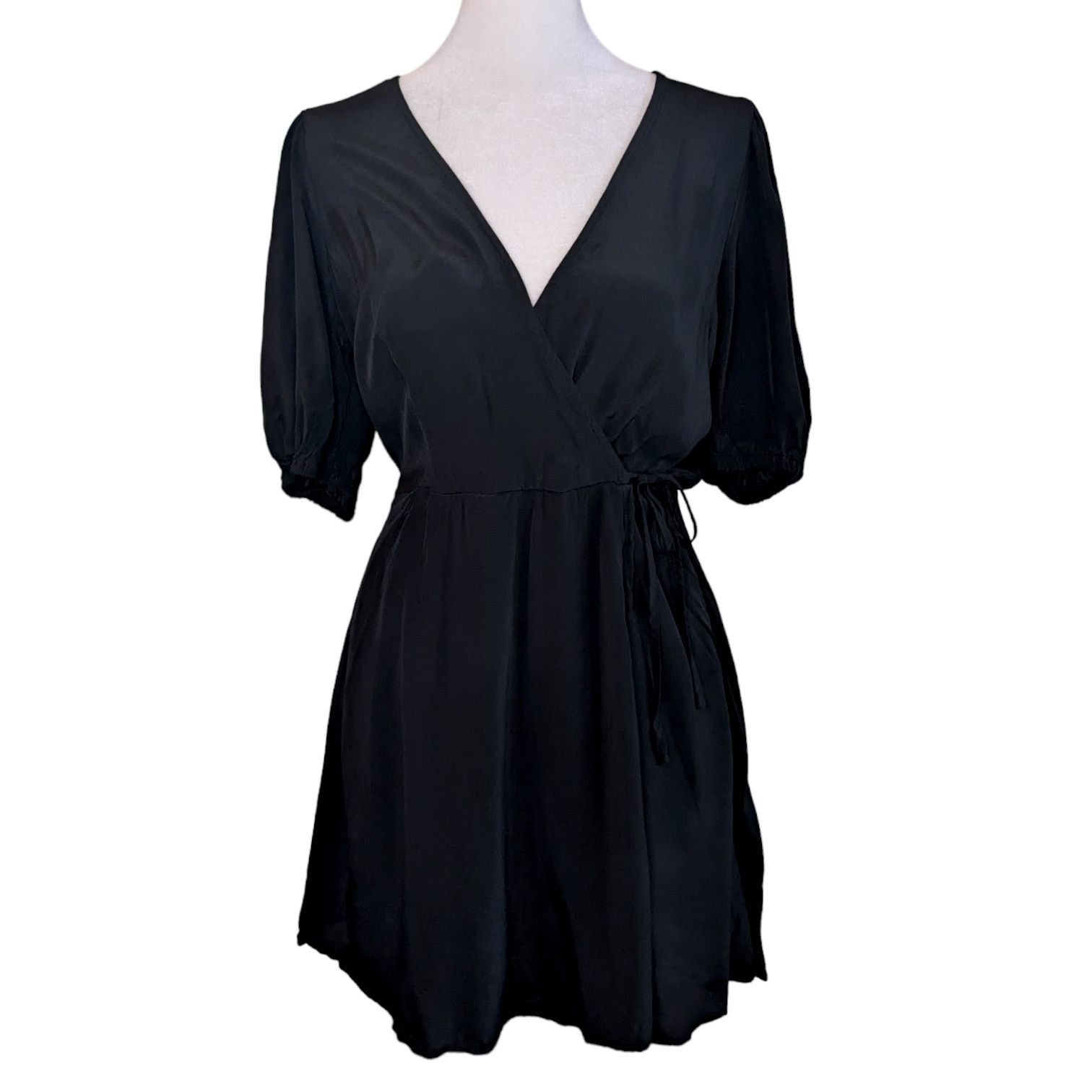 Other A New Day Black Balloon Sleeve Faux Wrap Mini Dress X-Small Size XL / US 12-14 / IT 48-50 - 4 Thumbnail