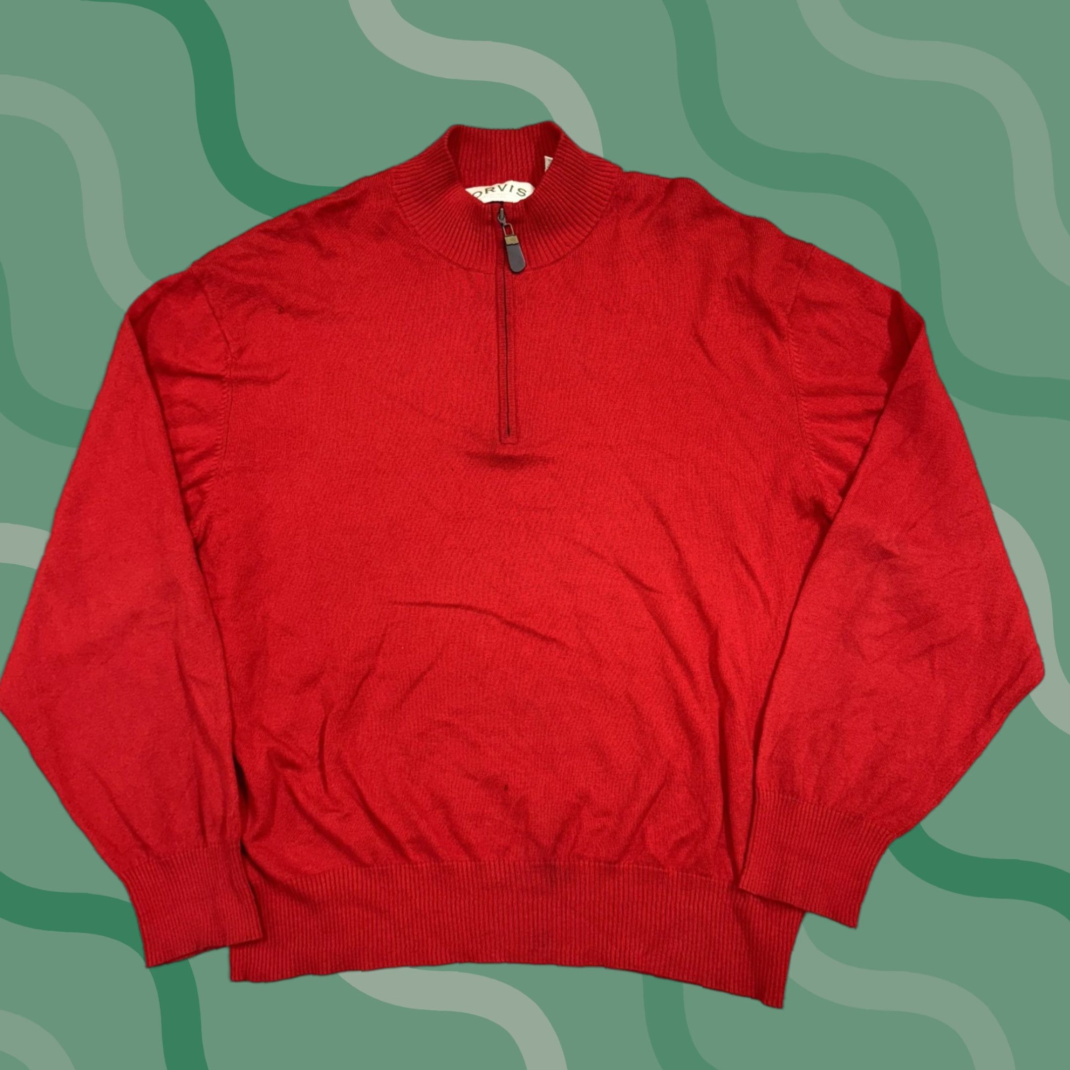 Orvis Orvis Sweater Mens Large Red Quarter Zip Mock Neck Silk Cashmere Blend Pullover Cotton Knit One 4th Zip All Seasons Solid Size US L / EU 52-54 / 3 - 1 Thumbnail