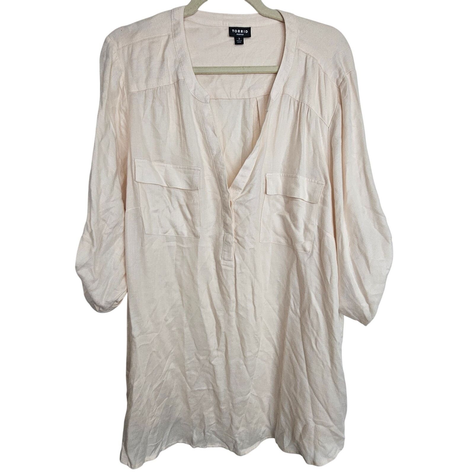 Torrid Torrid Harper Blouse 3X Soft Cream Pullover Top 3/4 Sleeve Size 3XL / US 20-22 - 1 Thumbnail