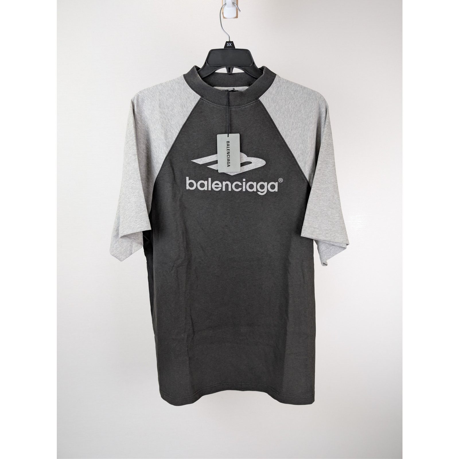 Balenciaga o1rshd1 Neg Print Raglan Oversized T-Shirt in Heather Grey Size US S / EU 44-46 / 1 - 2 Thumbnail