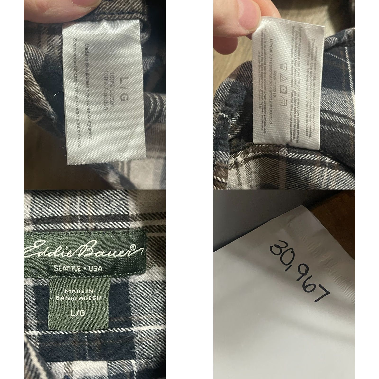Eddie Bauer Eddie Bauer Shirt, Men’s Size Large, Plaid, Button-Down, Long Sleeve, Casual, Color Brown, Black White, Button Up, Fall Spring Summer, Regular, Mens Size US L / EU 52-54 / 3 - 8 Thumbnail