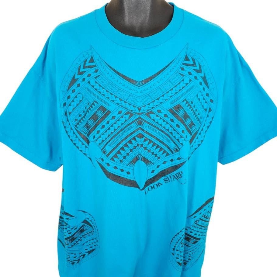 Vintage Vintage Polynesian Tribal T Shirt Mens Size 2XL Blue Teal Size US XXL / EU 58 / 5 - 1 Thumbnail