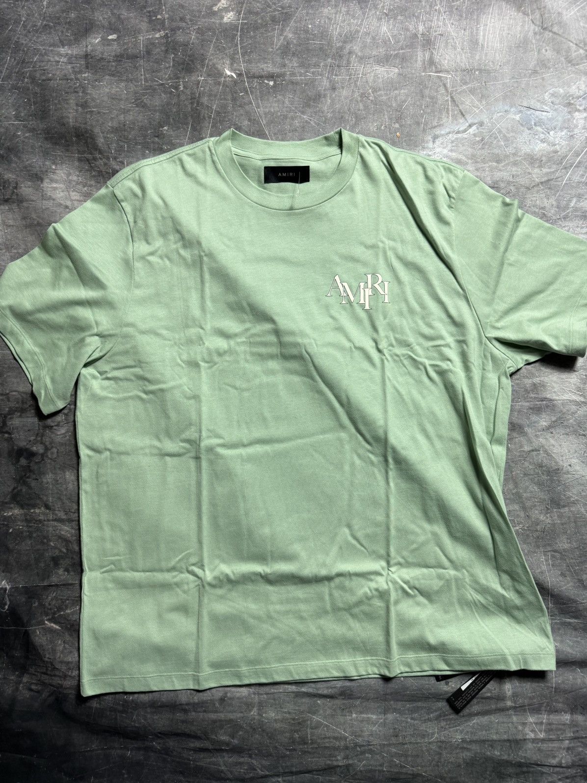 Image of Amiri Staggered Logo T-Shirt In Mint, Men's (Size 2XL)