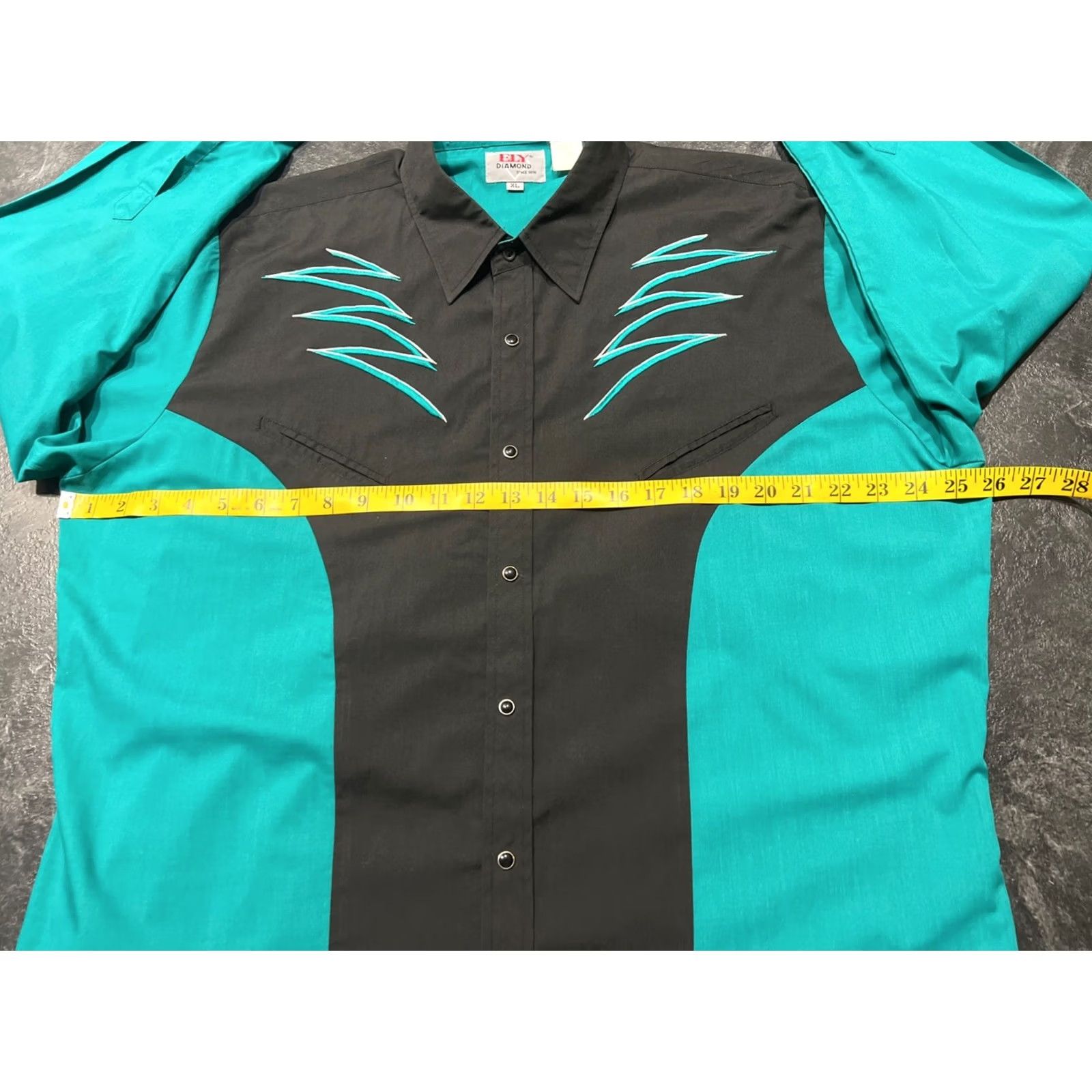Vintage VINTAGE Ely Diamond Western Shirt Mens XL Teal Black Embroidered Pearl Snap Cowboy Button-Up Size US XL / EU 56 / 4 - 7 Thumbnail