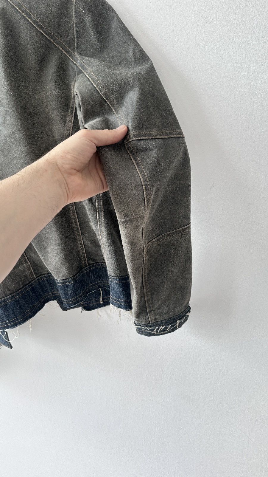 Baldinini Baldinini Italy Distressed Leather Denim Jacket 44 Archive Size M / US 6-8 / IT 42-44 - 18 Thumbnail