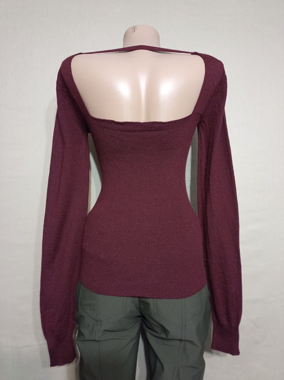 Hussein Chalayan CHALAYAN Burgundy Ultrafine Merino Wool Sweater Size M Size M / US 6-8 / IT 42-44 - 5 Thumbnail