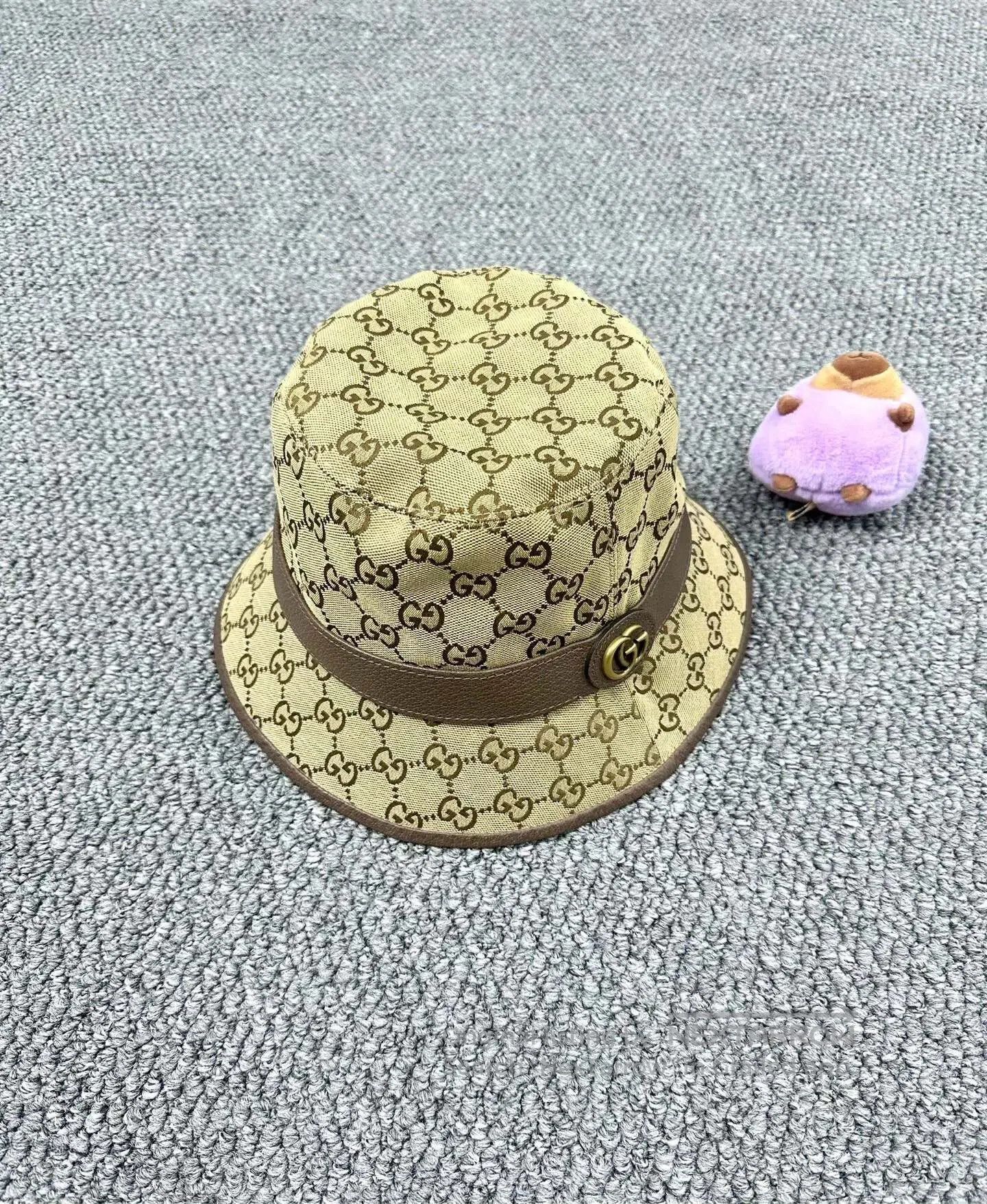 Gucci Guicci Brown Double G Logo Embroidered Fisherman's Hat| Size ONE SIZE - 1 Thumbnail