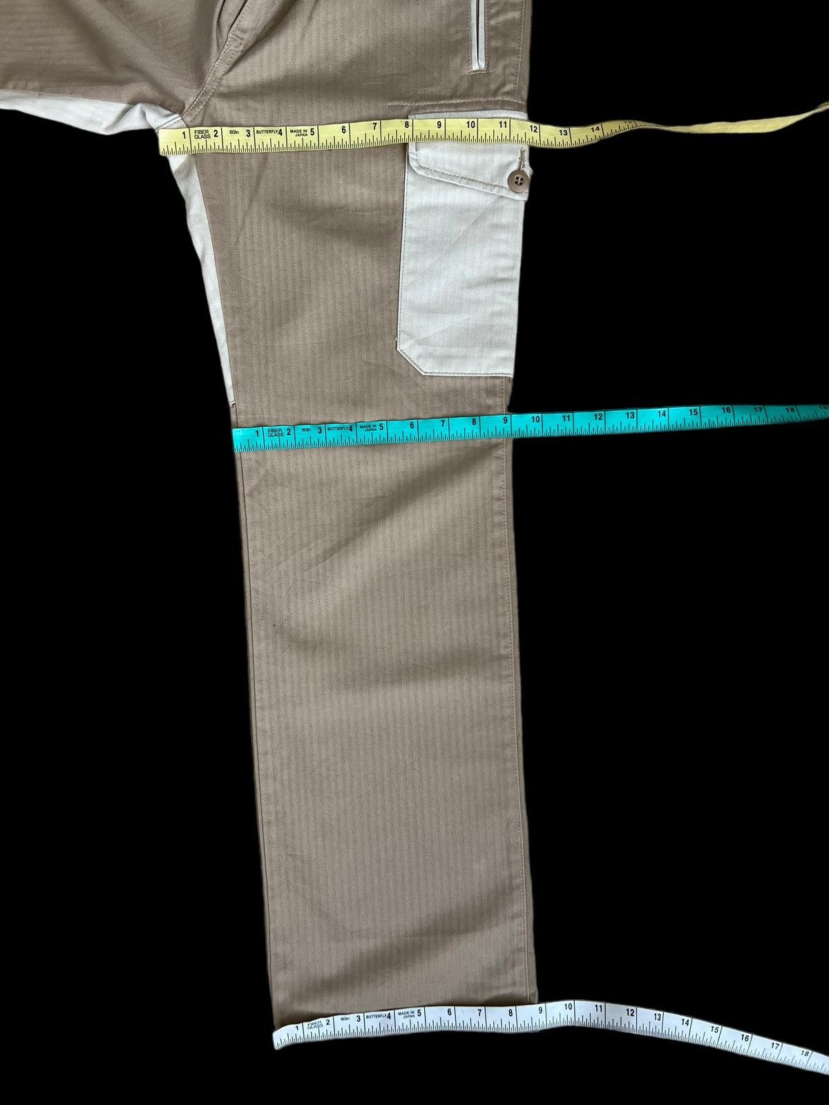 Post Overalls Made in Japan Herringbone Twill Patchwork Cargo Size US 31 - 4 Thumbnail