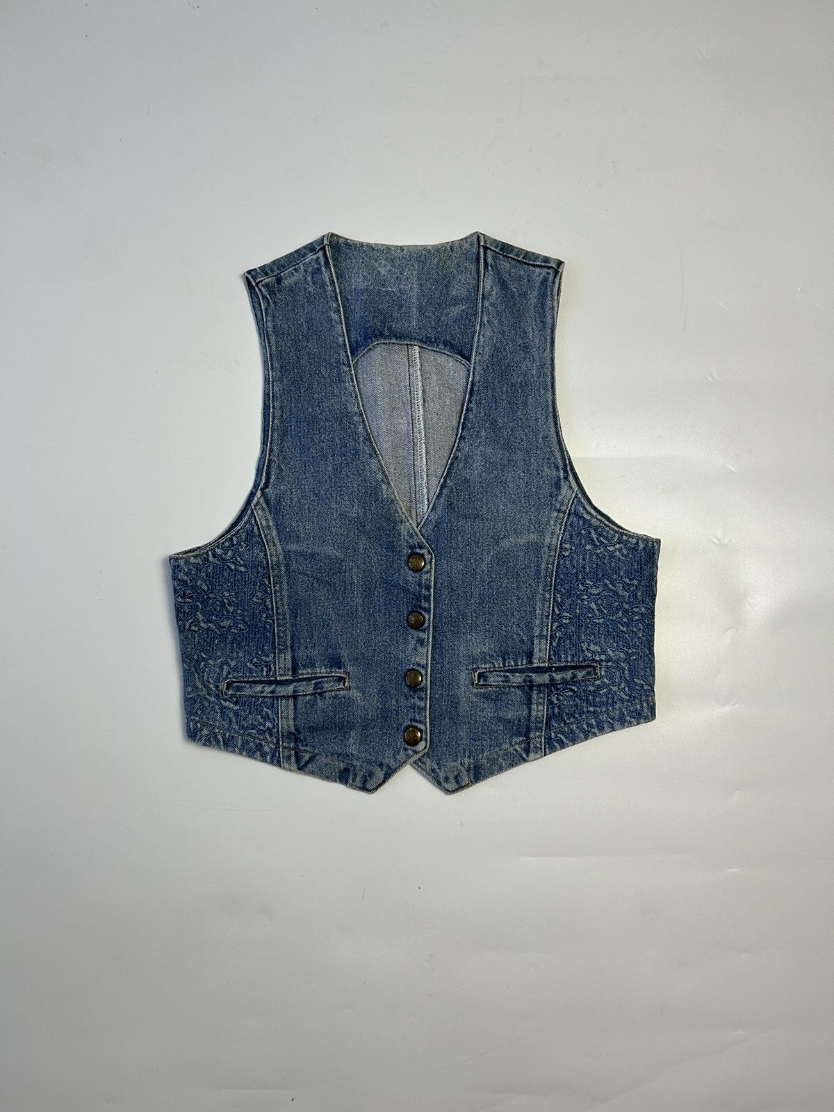 Japanese Brand EMBROIDERY DENIM VEST Size ONE SIZE - 2 Thumbnail