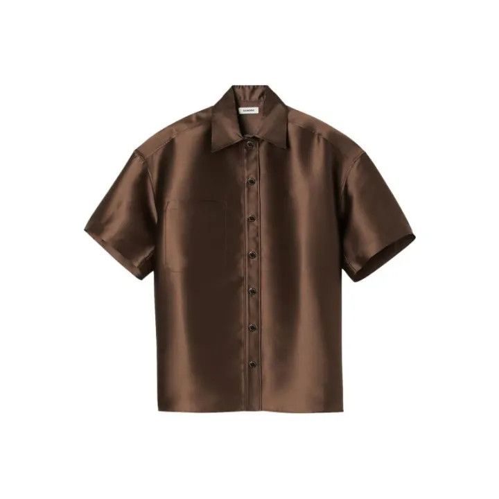 Sandro Sandro Short Sleeve Satin Button-Up Shirt 0079 Size S / US 4 / IT 40 - 1 Thumbnail