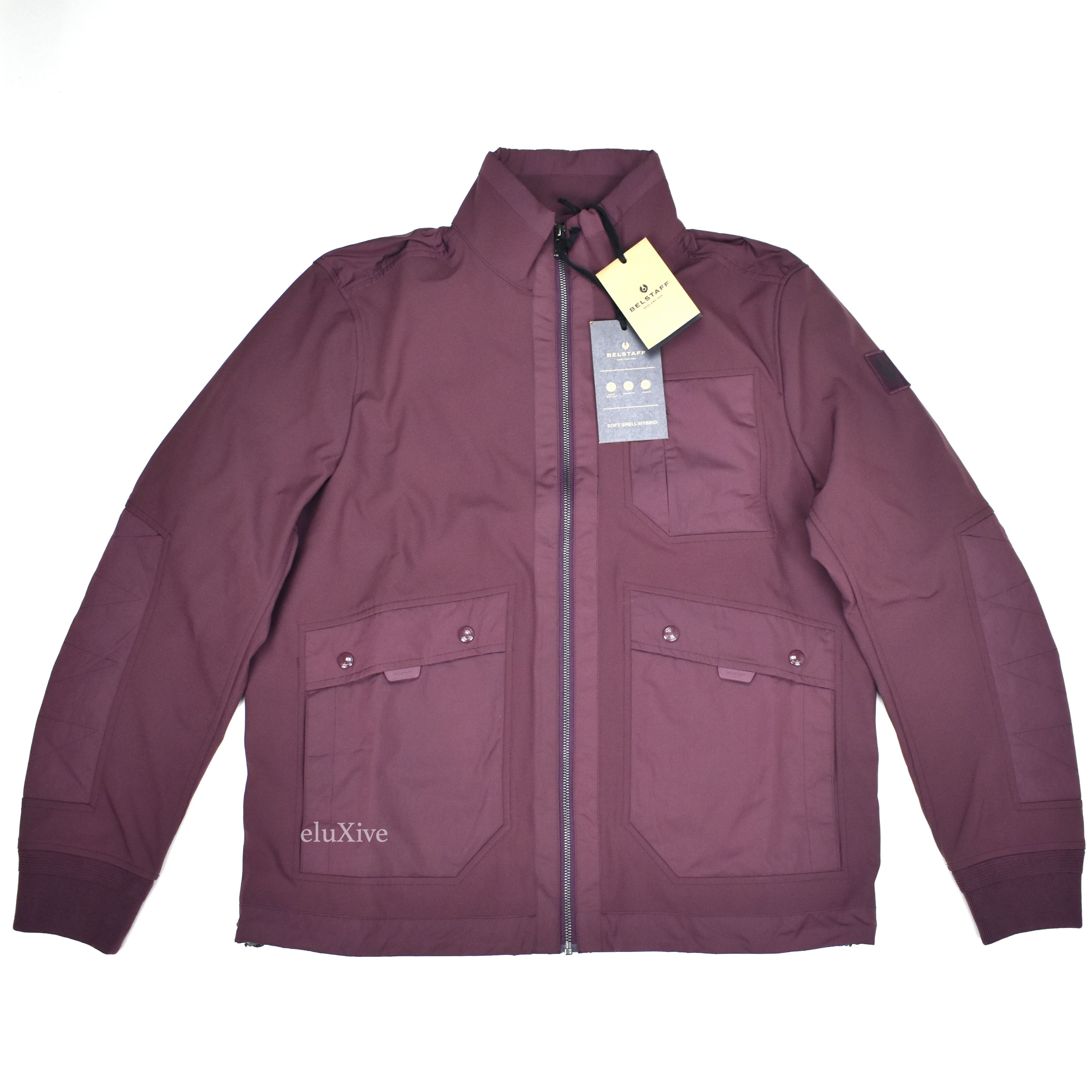 image of Belstaff Hybrid Soft Shell Shift Jacket Aubergine Burgundy in Red, Men's (Size Large)