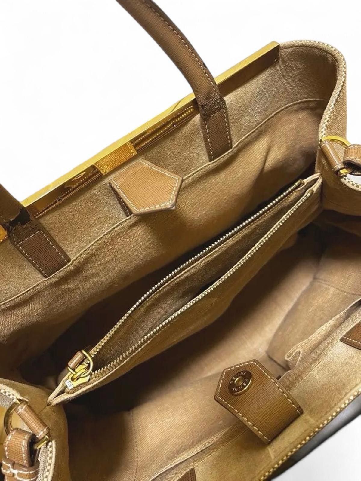 Fendi Fendi - Beige and Brown Structured Canvas Tote Bag Size ONE SIZE - 9 Thumbnail