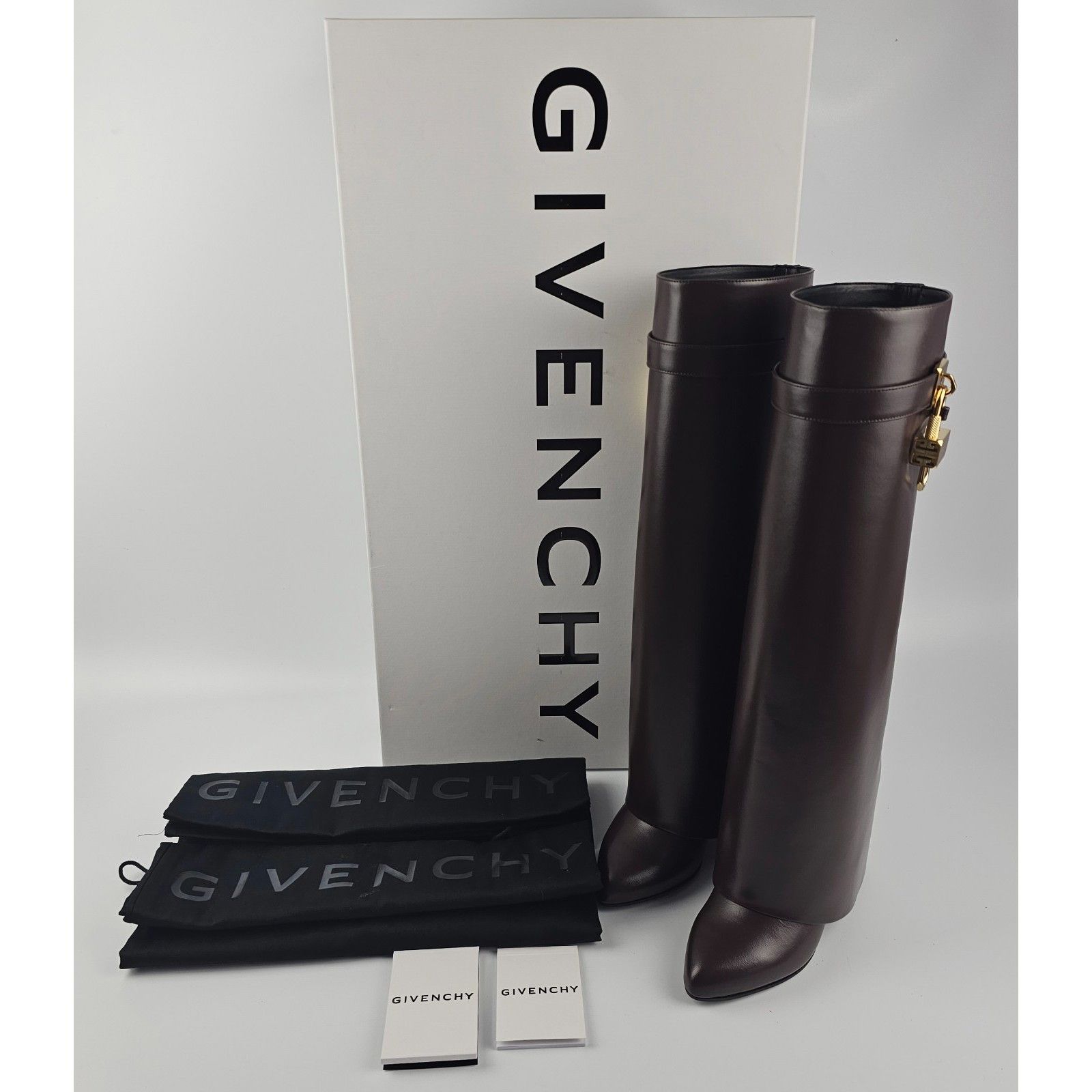 Givenchy GIVENCHY Shark Lock Brown Leather 90mm Ankle Boots New & Aut Size US 6 / IT 36 - 4 Thumbnail