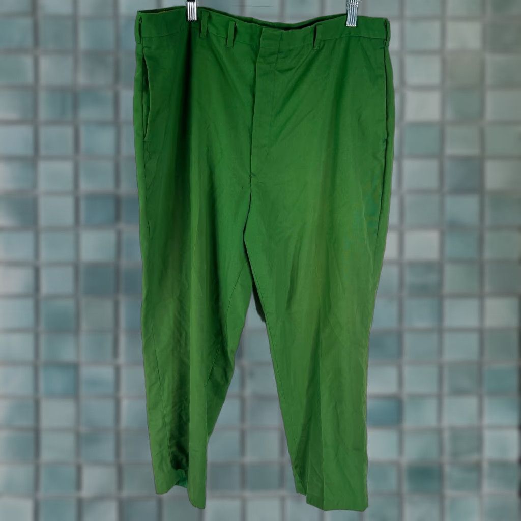 Sears Sears Mens Dress Pants Flat Front Straight Leg Green 38x27 - Cotton Blend - Regular - Inseam 27 - Vintage? No - Men’s Pants Size US 38 / EU 54 - 1 Thumbnail