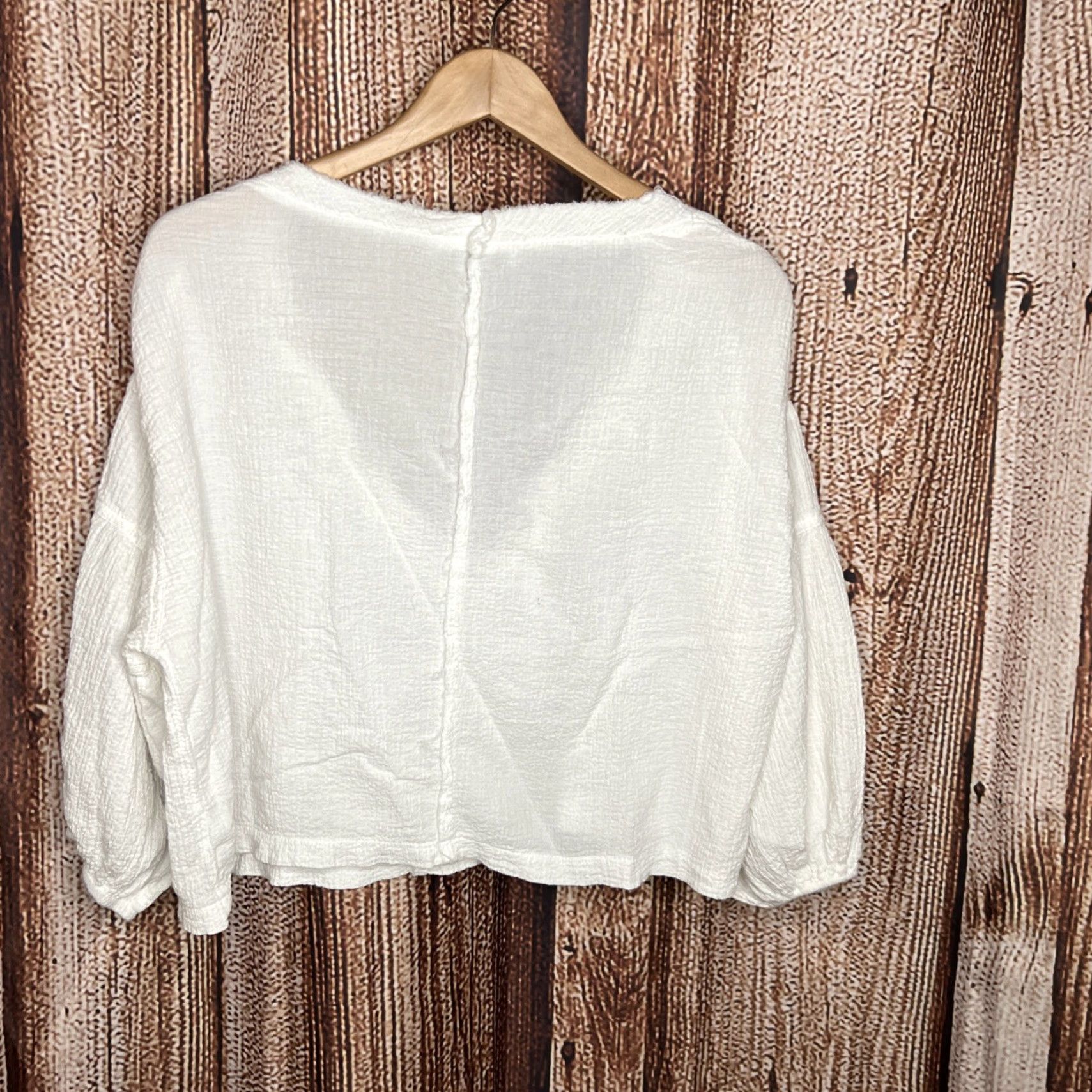 Vintage Azoe Long Sleeve Top Cropped Ivory Beach Casual Oversized S Women Shirt/Top Size S / US 4 / IT 40 - 4 Thumbnail