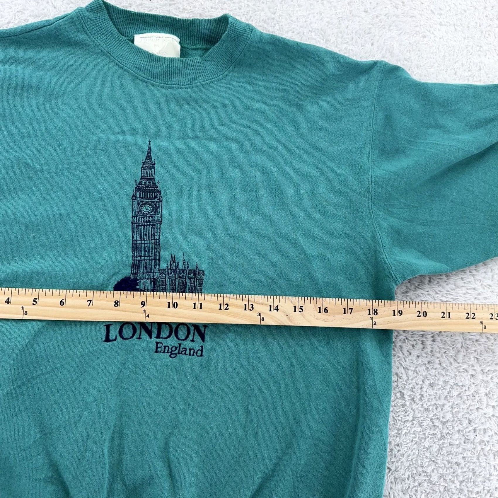 Vintage VINTAGE Kings of Windsor Sweatshirt XS Green London 90s Crewneck Mens City England Ben Big Ben Corded Cotton Polyester Fleece Solid Pullover Size US XS / EU 42 / 0 - 4 Thumbnail