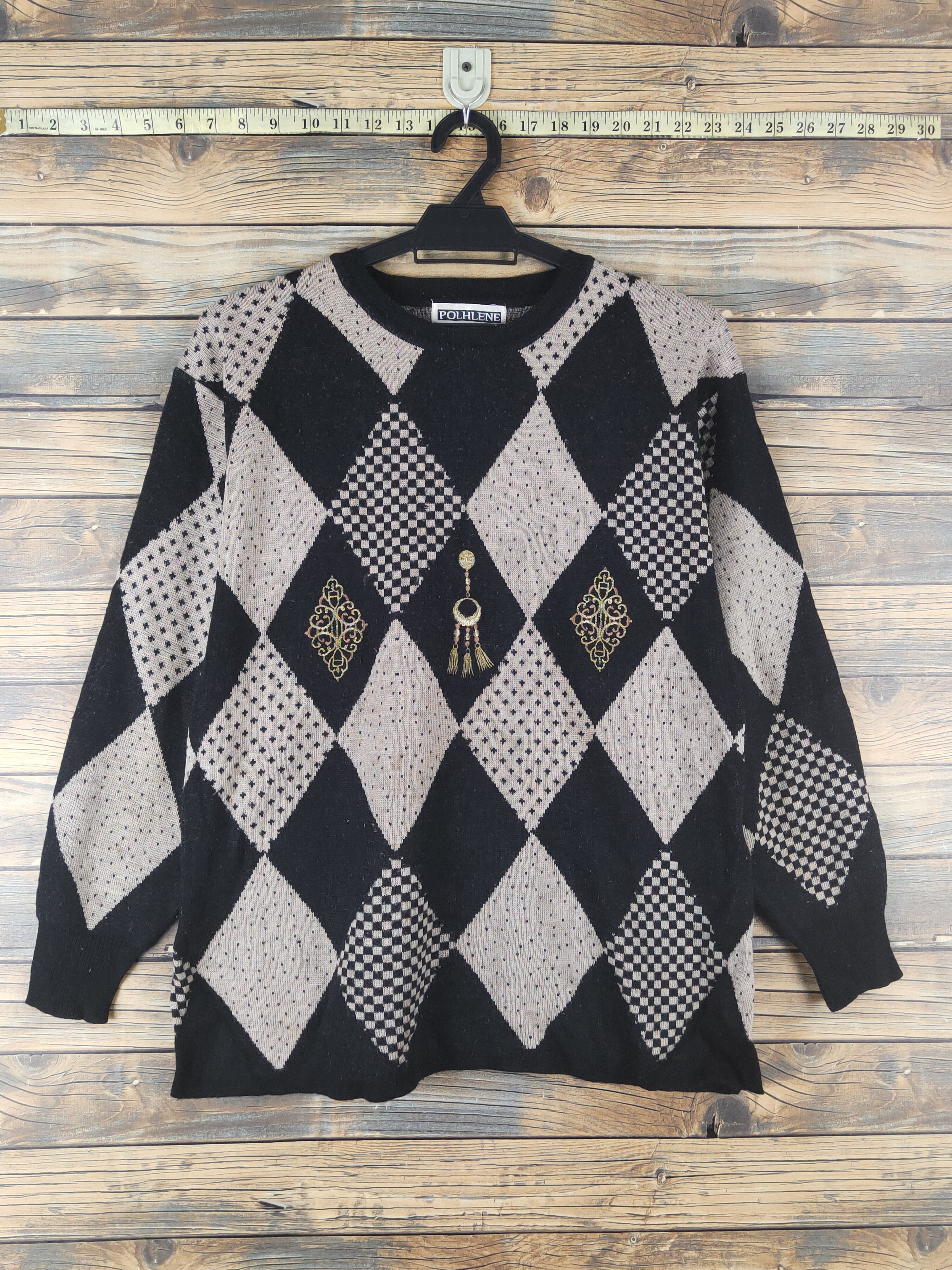 Homespun Knitwear Polhlene Black Brown Knitwear Long Sleeve T-shirts #W1530 Size M / US 6-8 / IT 42-44 - 1 Thumbnail