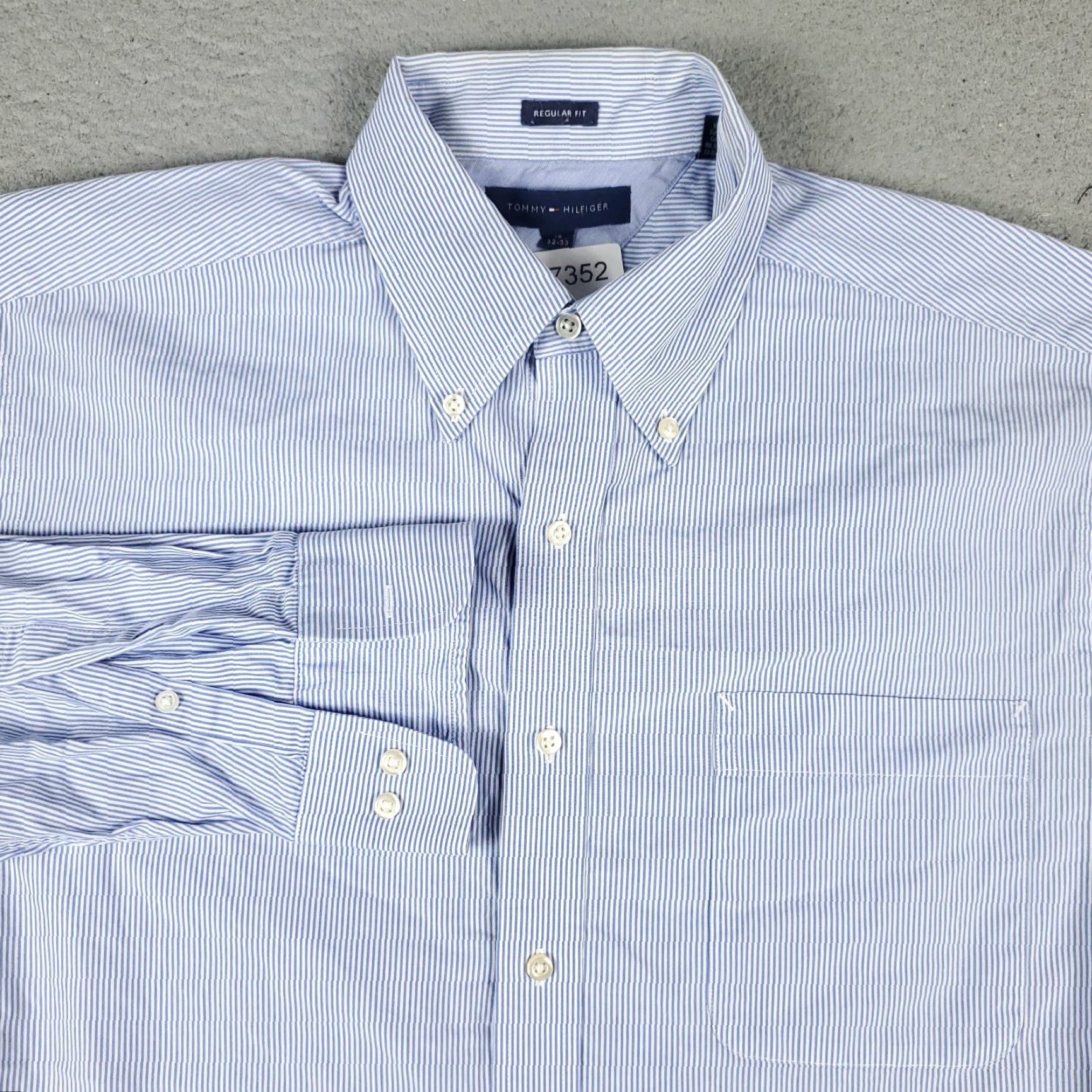 Tommy Hilfiger Tommy Hilfiger Shirt Mens 16 Blue Striped Dress Button Up Long Sleeve Size 42R - 2 Thumbnail