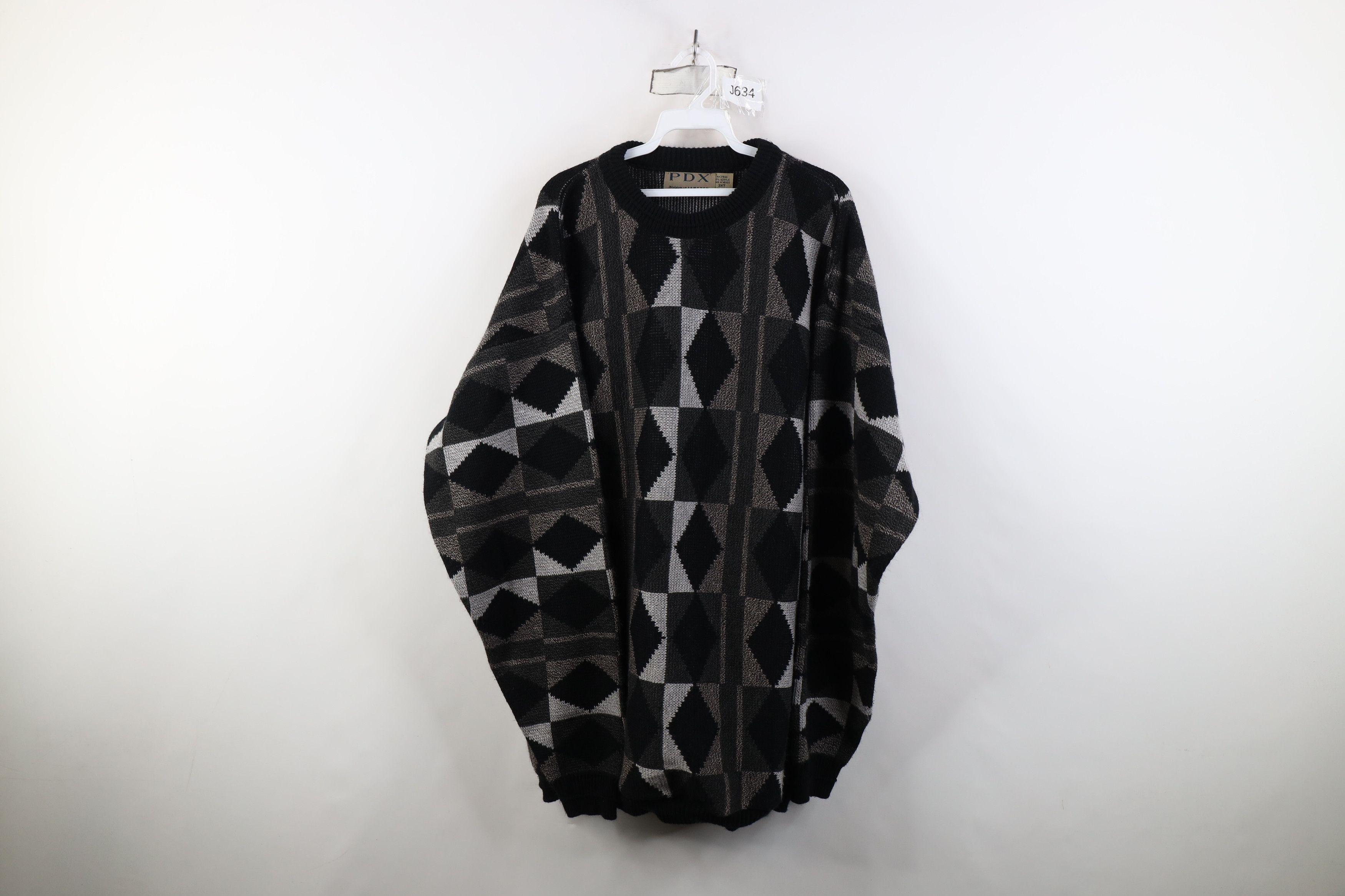Vintage 90s Streetwear Geometric Knit Sweater Earth Tone