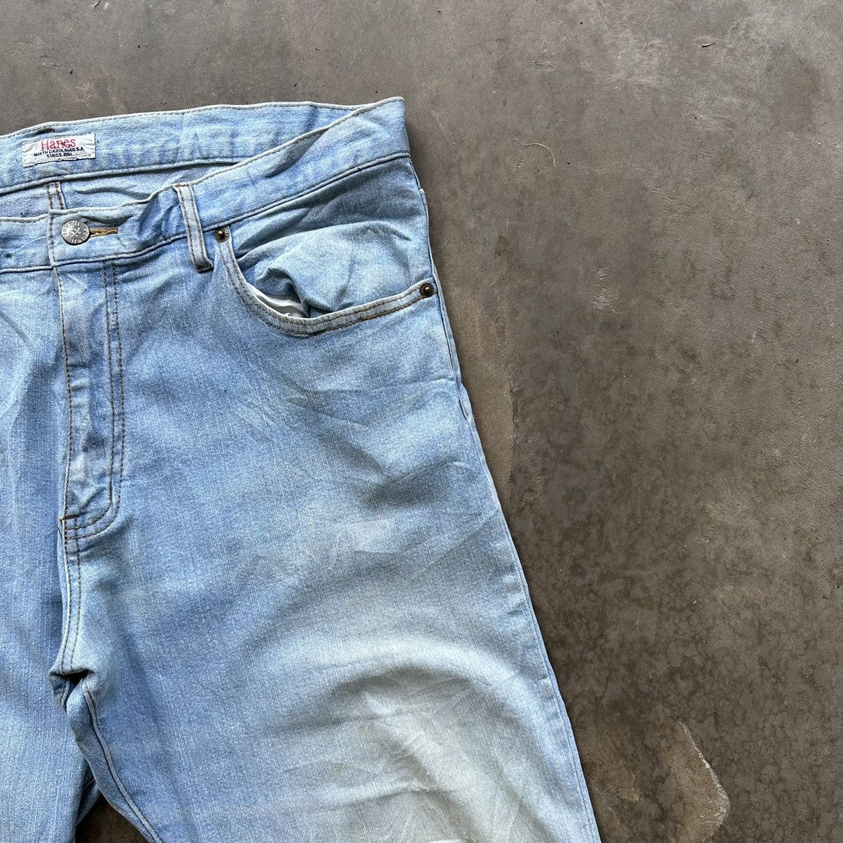 Japanese Brand × Jean × Vintage Vintage Hanes Lightwash Distressed Faded Denim Jean Pant W36 Size US 36 / EU 52 - 5 Thumbnail