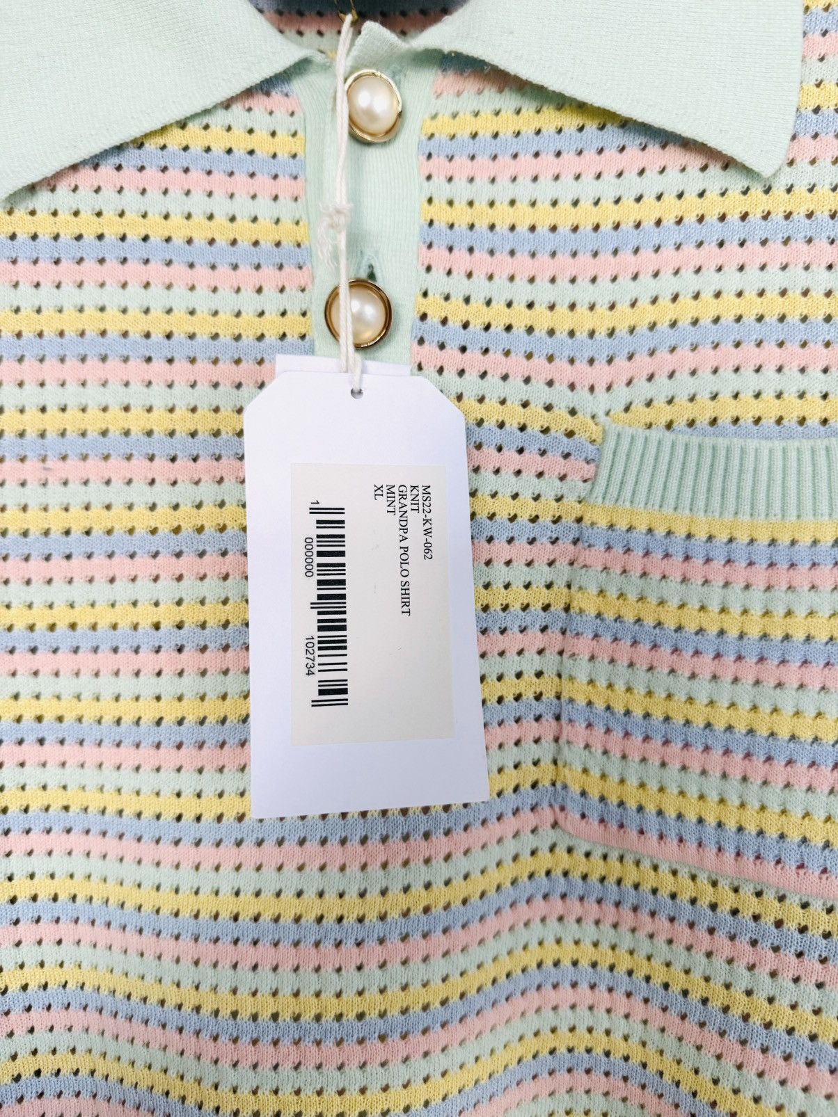 Casablanca Casablanca grandpa knit polo XL mint pastel pearl buttons Size US XL / EU 56 / 4 - 2 Thumbnail