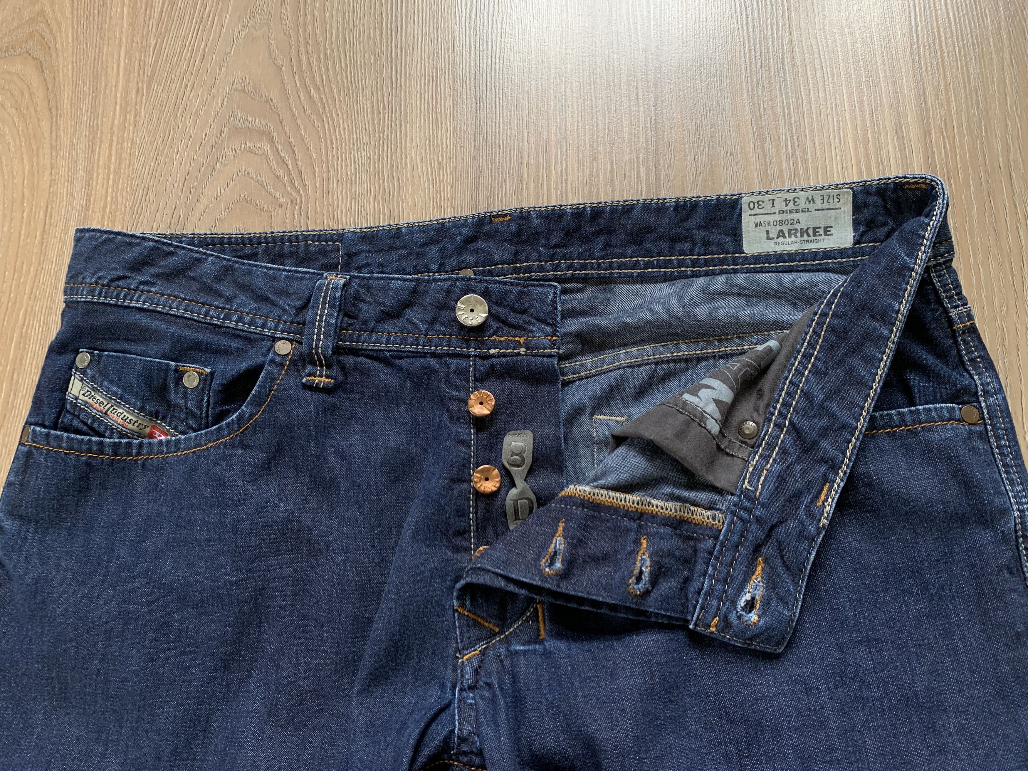 Diesel × Vintage Vintage Diesel Larkee Regular Straight Jeans Size US 34 / EU 50 - 6 Thumbnail