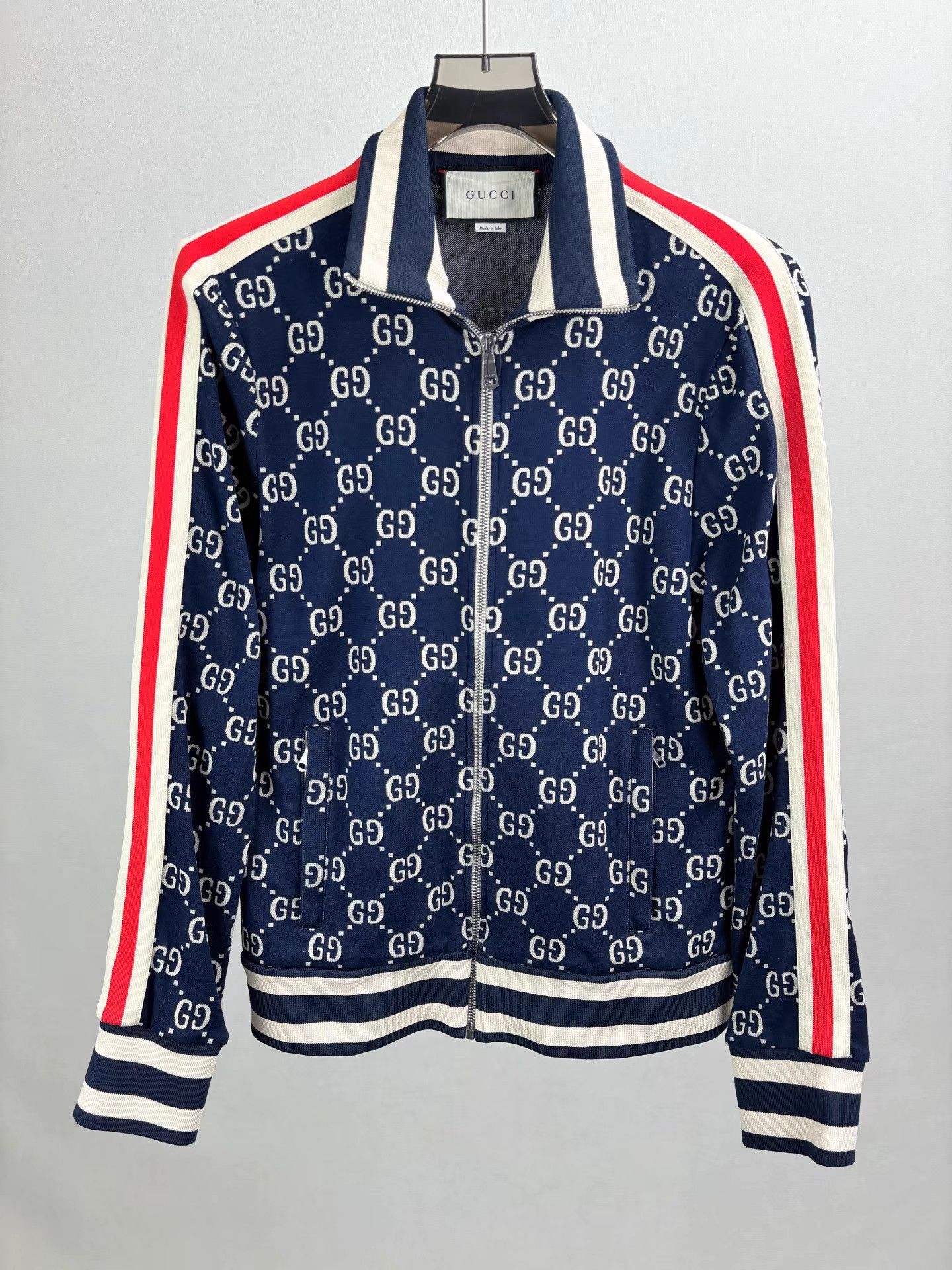 Gucci GUCCI Red & Blue Full Logo Zip-Up Jacket Size US M / EU 48-50 / 2 - 1 Thumbnail