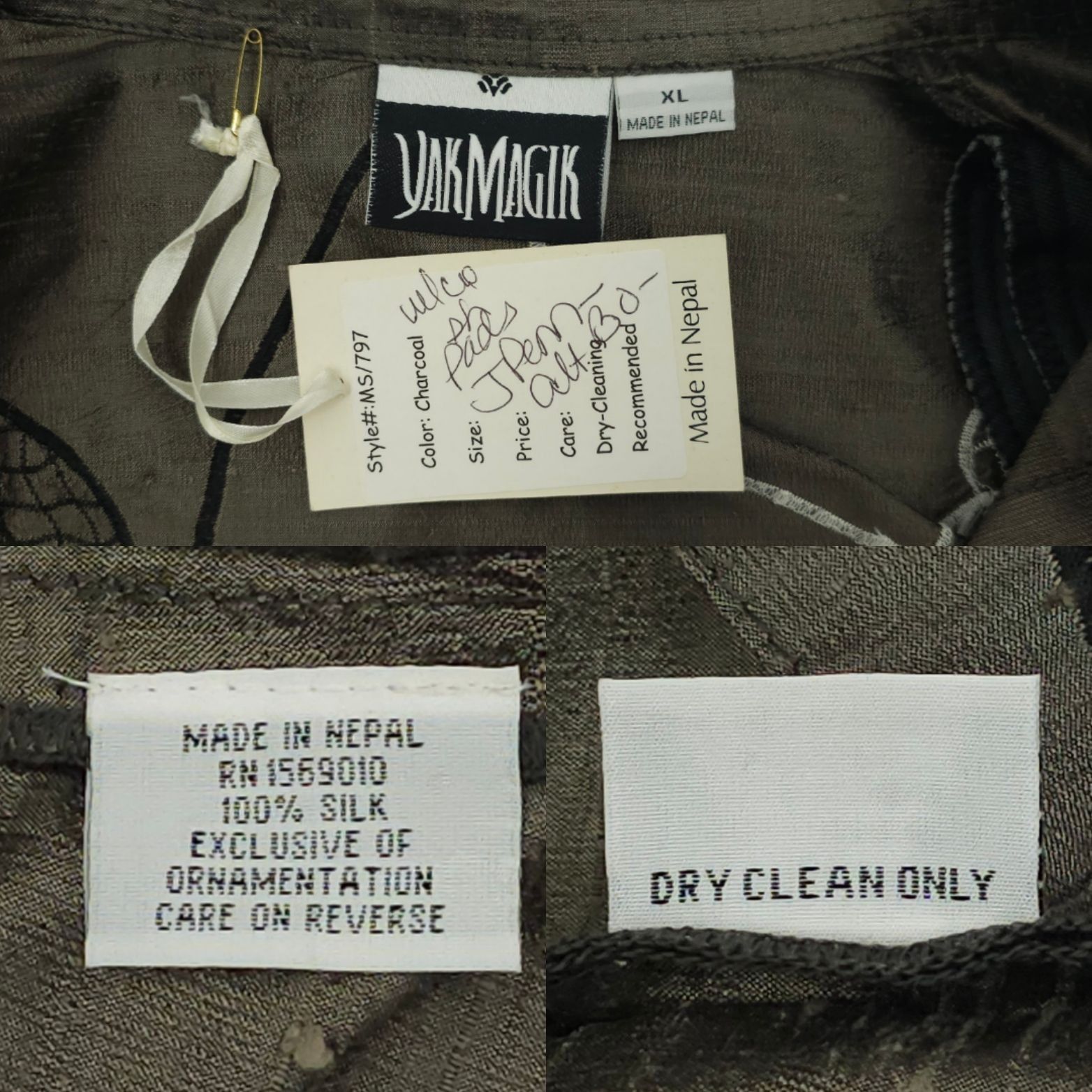 Other Yak Magik Shirt Jacket XL Embroidered Leaf Silk Boho Vintage Size XL / US 12-14 / IT 48-50 - 7 Thumbnail