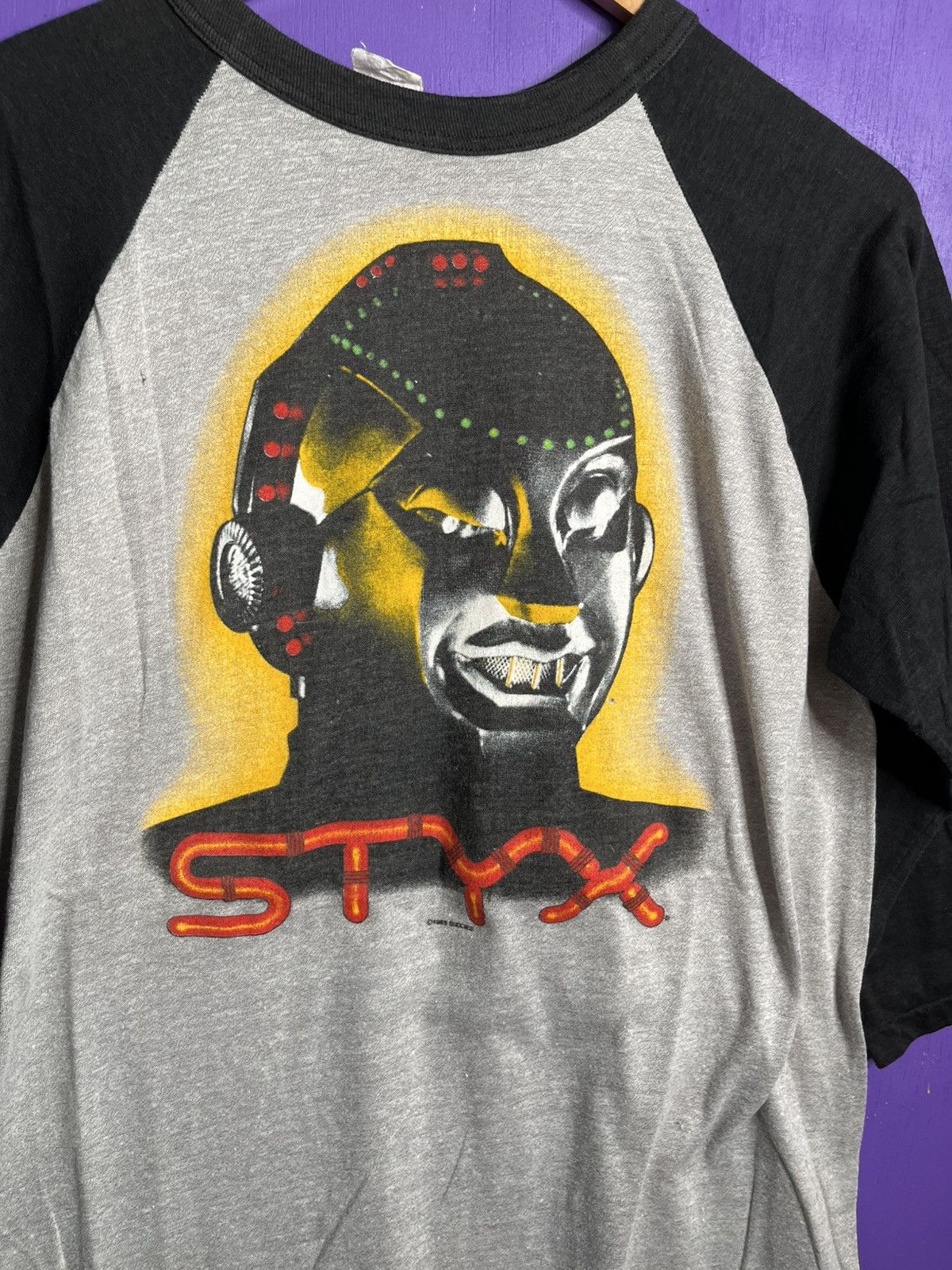 Band Tees × Vintage Vintage 1983 Styx metal head tour raglan t-shirt Size US L / EU 52-54 / 3 - 3 Thumbnail