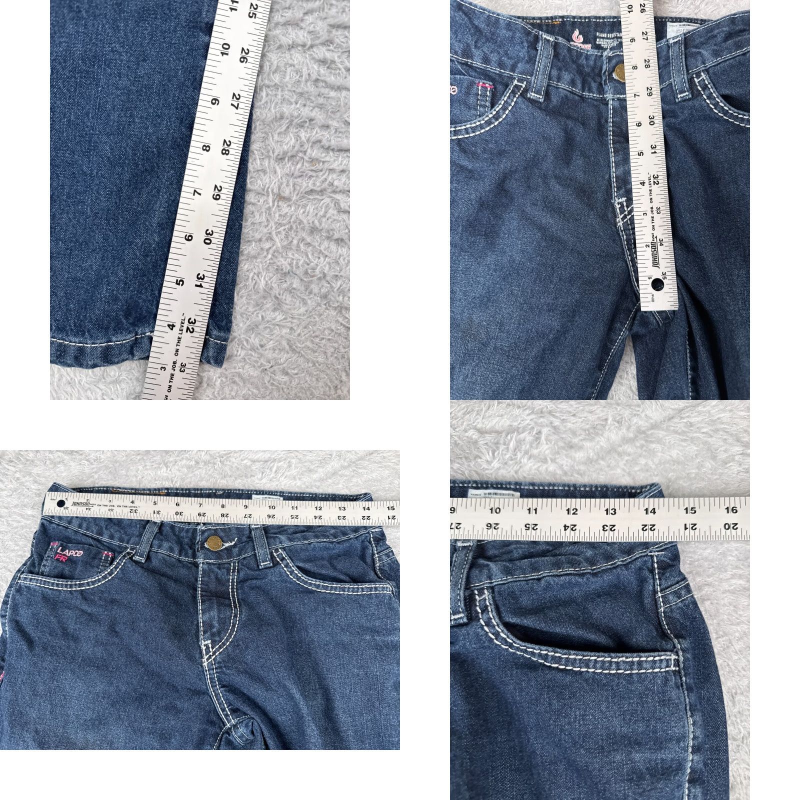 LAPCO Jeans Women Bootcut Denim 28x33 Blue Flame-Resistant Mid Rise 4 Regular 5-Pocket CAT2 Vintage No