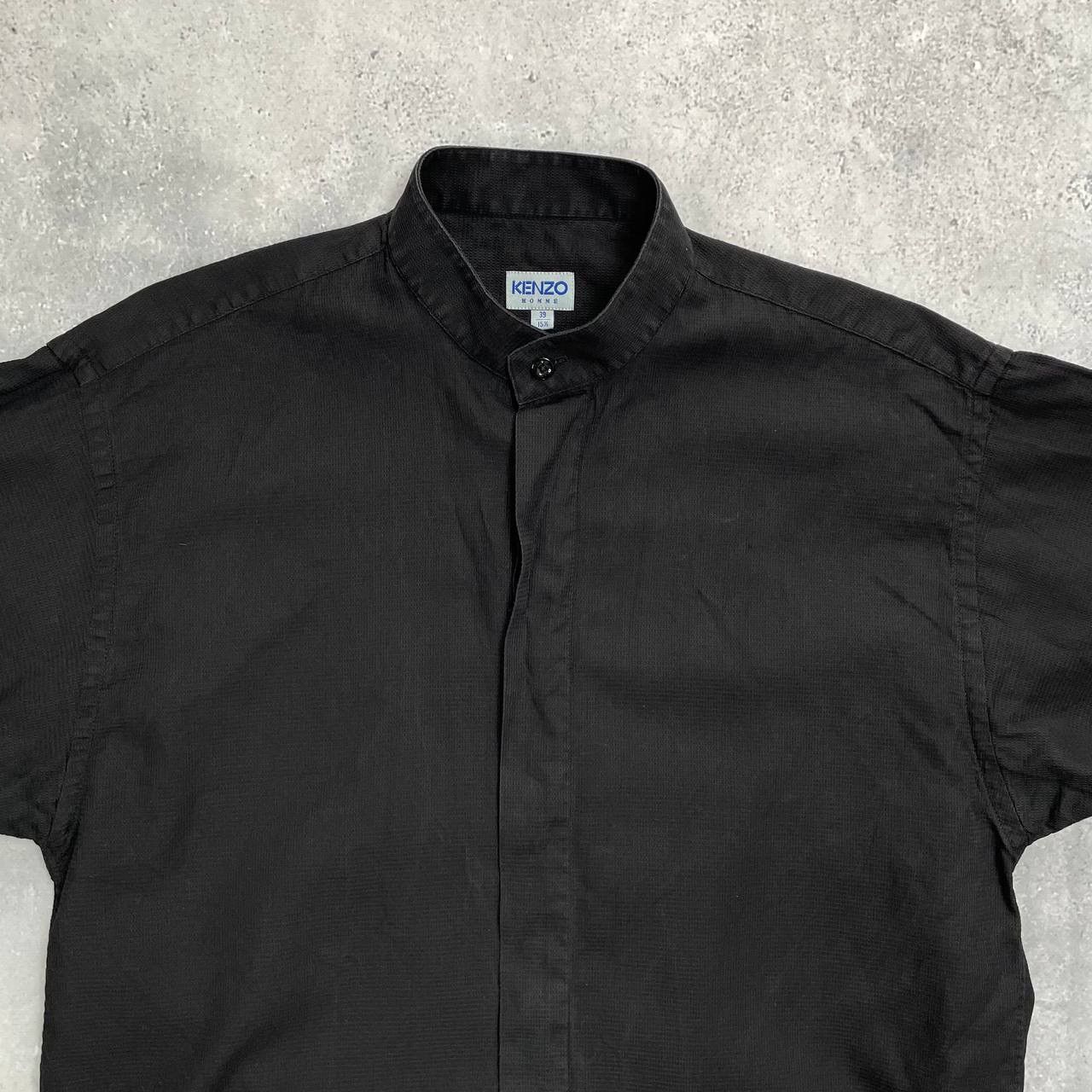 Kenzo × Vintage Vintage Kenzo Homme Nehru Collar LS Button-Up Shirt Black 39 Size US M / EU 48-50 / 2 - 4 Thumbnail