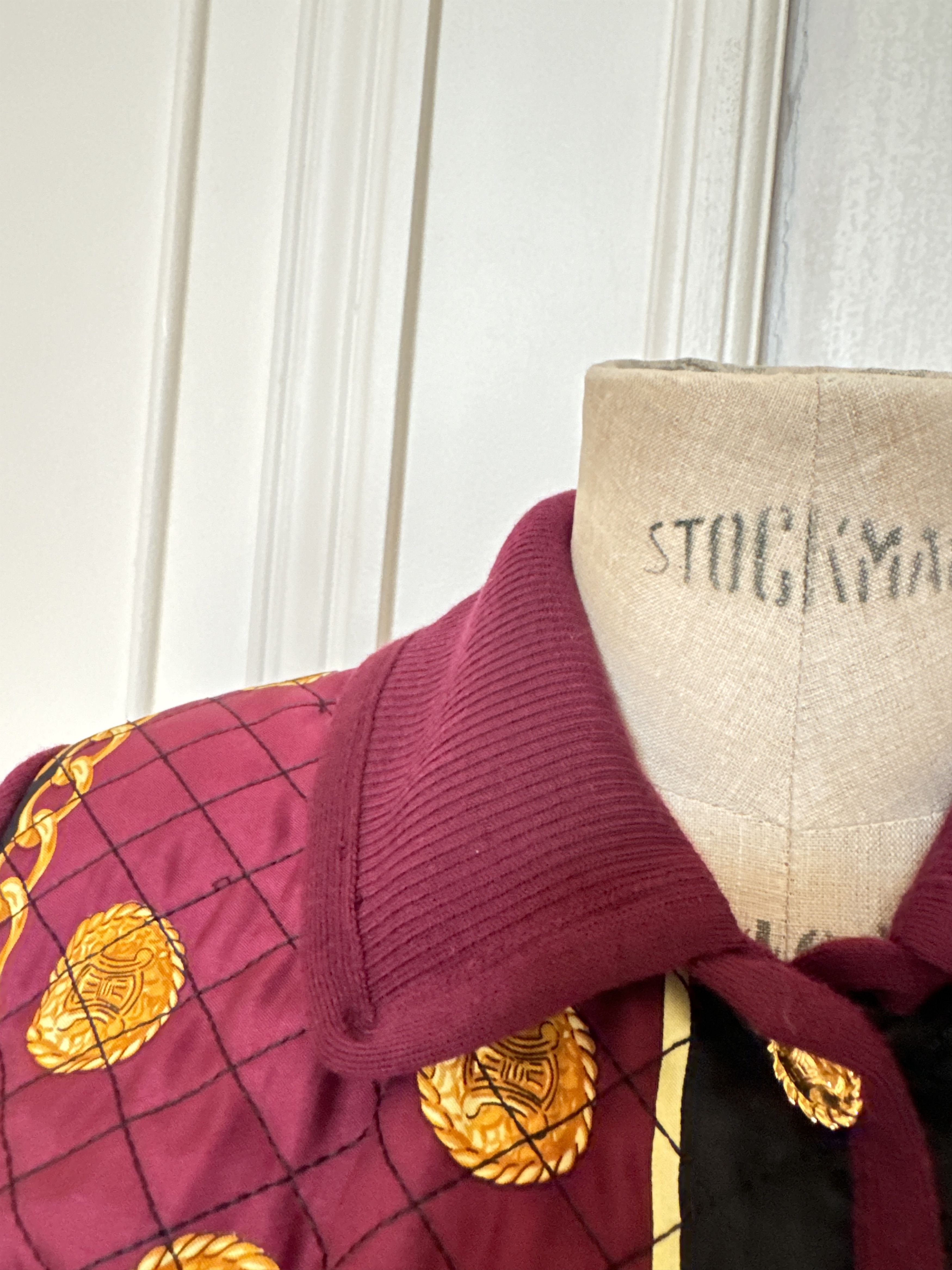 Celine Vintage Burgundy Wool-Silk Baroque Print Jacket Size M / US 6-8 / IT 42-44 - 4 Thumbnail