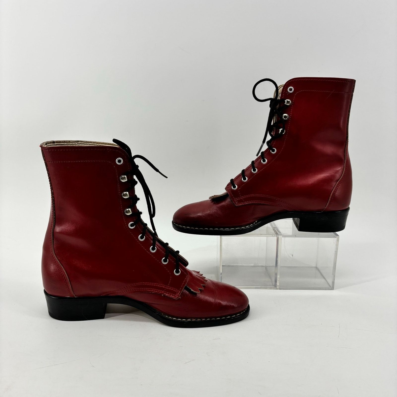 Vintage Laredo Red Cowboy Women 6 Boots Kiltie Roper Lace Up Western Size US 6 / IT 36 - 8 Thumbnail