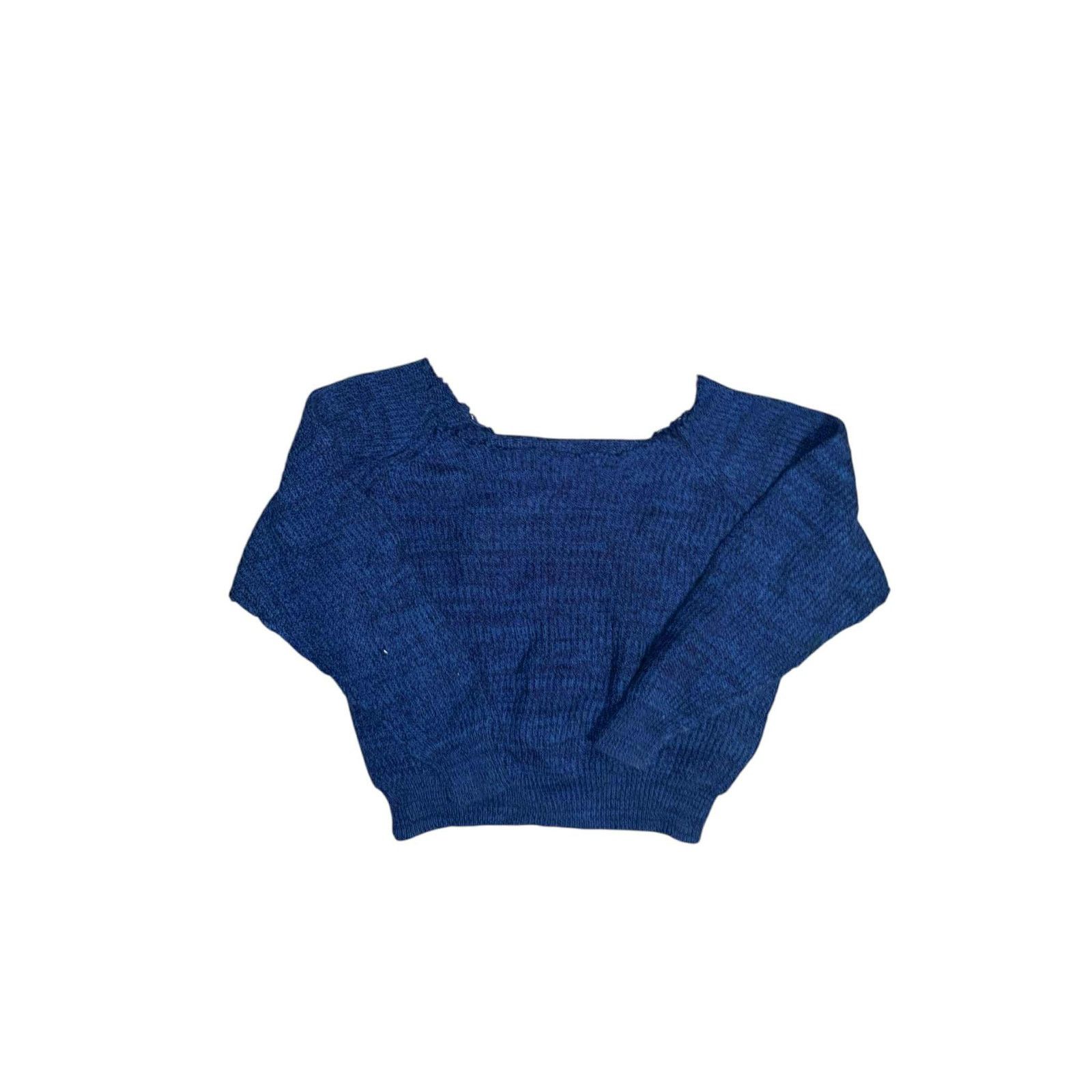 Other VINTAGE Y2K Scoop Neck Blue Knit Sweater Oversized M/L Size L / US 10 / IT 46 - 3 Thumbnail