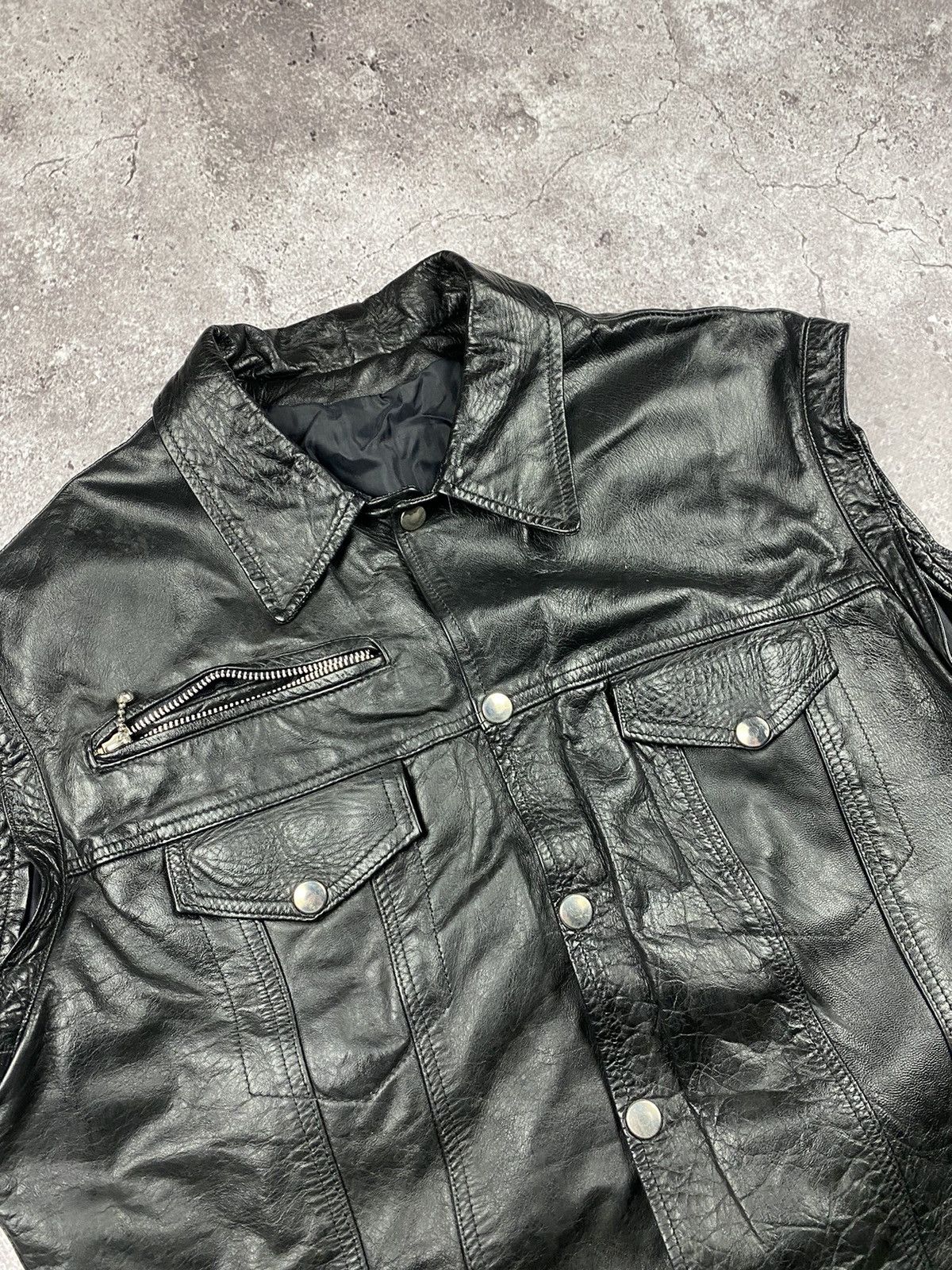Japanese Brand × Leather Vintage Leather Vest With Many Pockets Streetwear Style Size US L / EU 52-54 / 3 - 2 Thumbnail