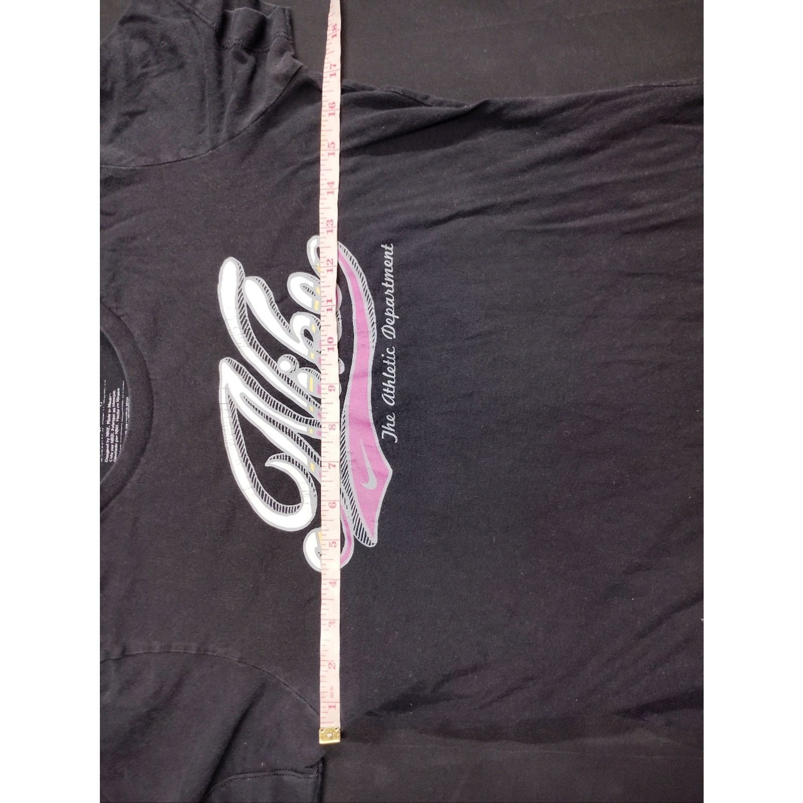 Nike Nike Black Tee with Pink and White Script Logo Size L / US 10 / IT 46 - 4 Thumbnail