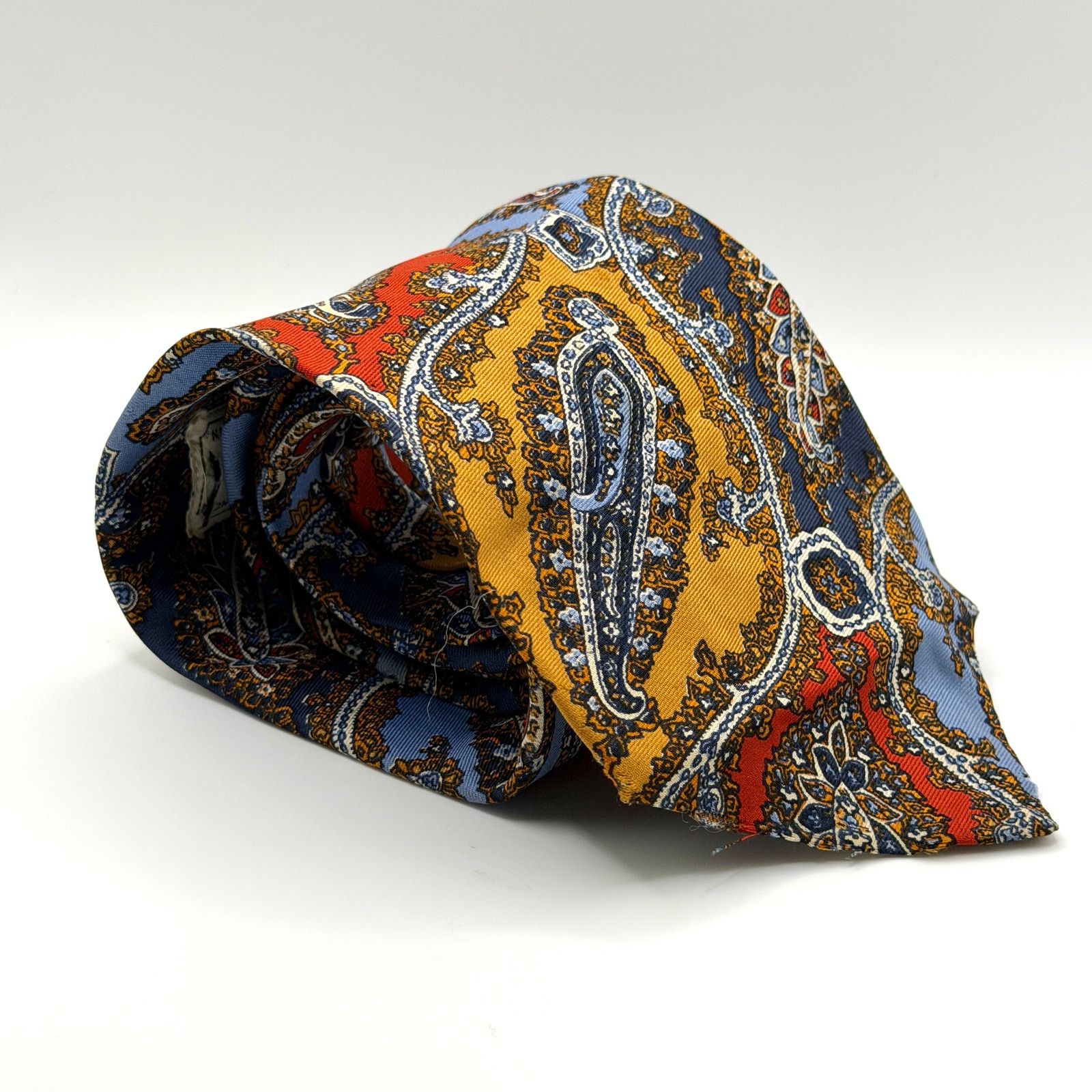 Vintage 70s Yellow Red 100% Silk Psychedelic Super Wide Tie, Men's