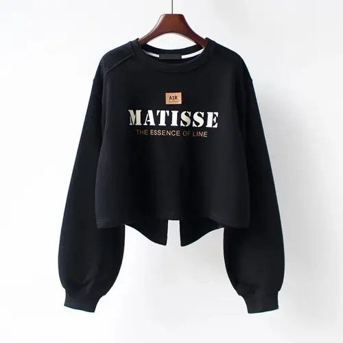 image of Vintage Ashion Harajuku Printing Letter Korean Sweatshirts in Black, Women's (Size Medium)
