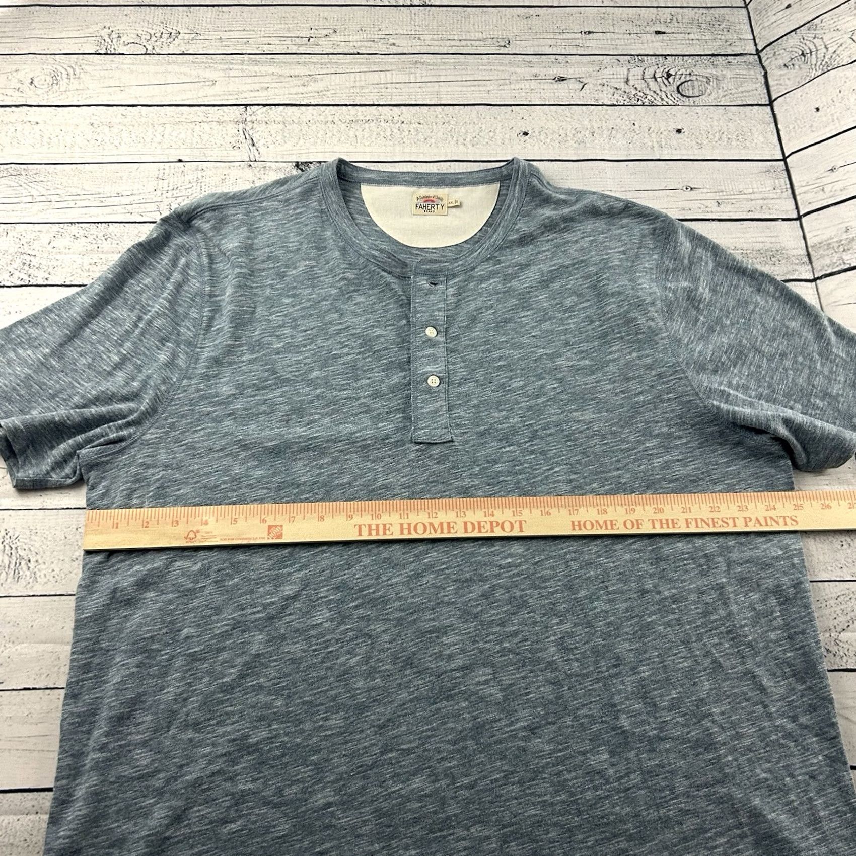 Faherty Faherty Short Sleeve Button-Up Henley Shirt Men's XXL Blue Size US XXL / EU 58 / 5 - 5 Thumbnail