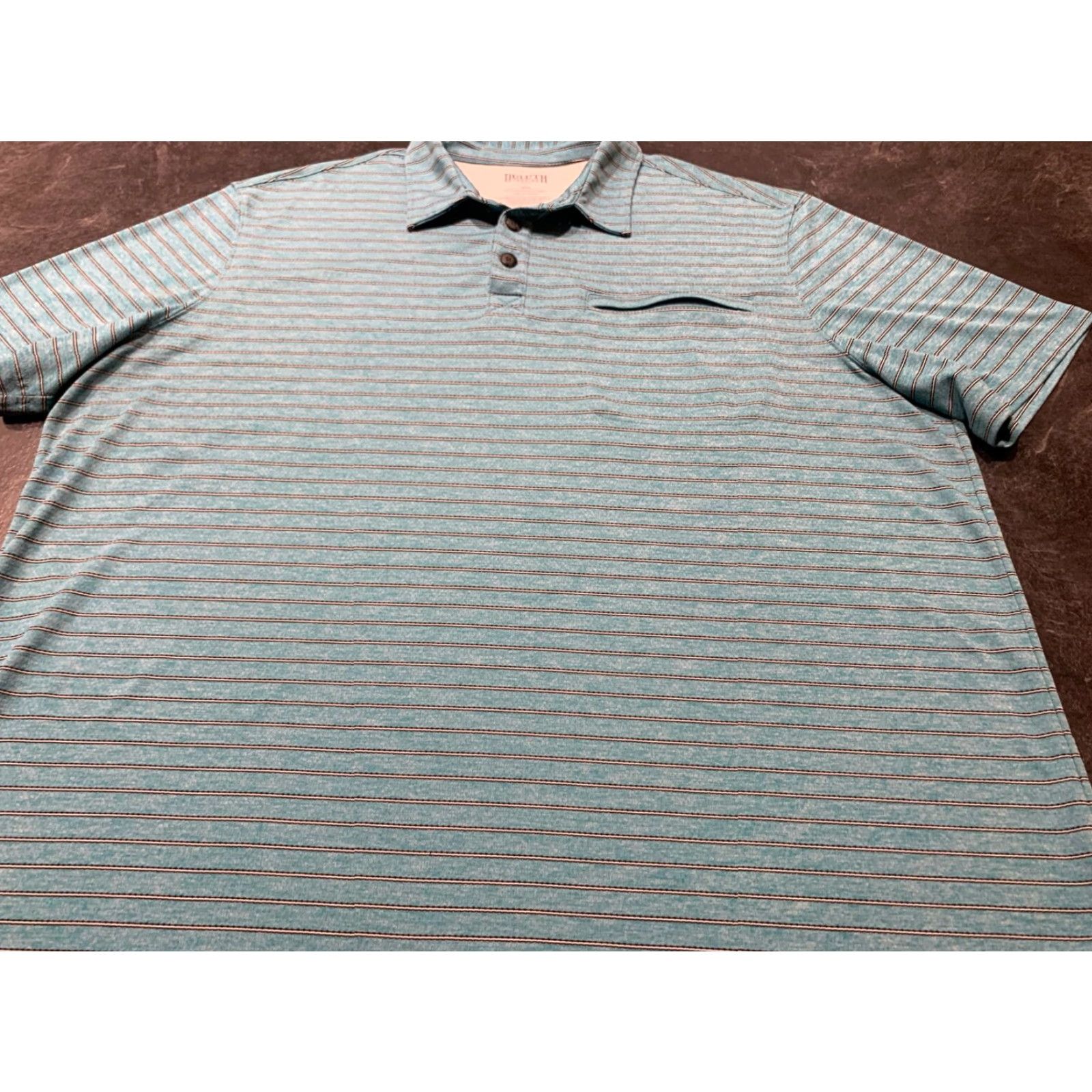 Duluth Trading Company DULUTH TRADING CO. 2XL Short Sleeve Polo Shirt Striped Turquoise Wicking Casual Mens Size US XXL / EU 58 / 5 - 2 Thumbnail