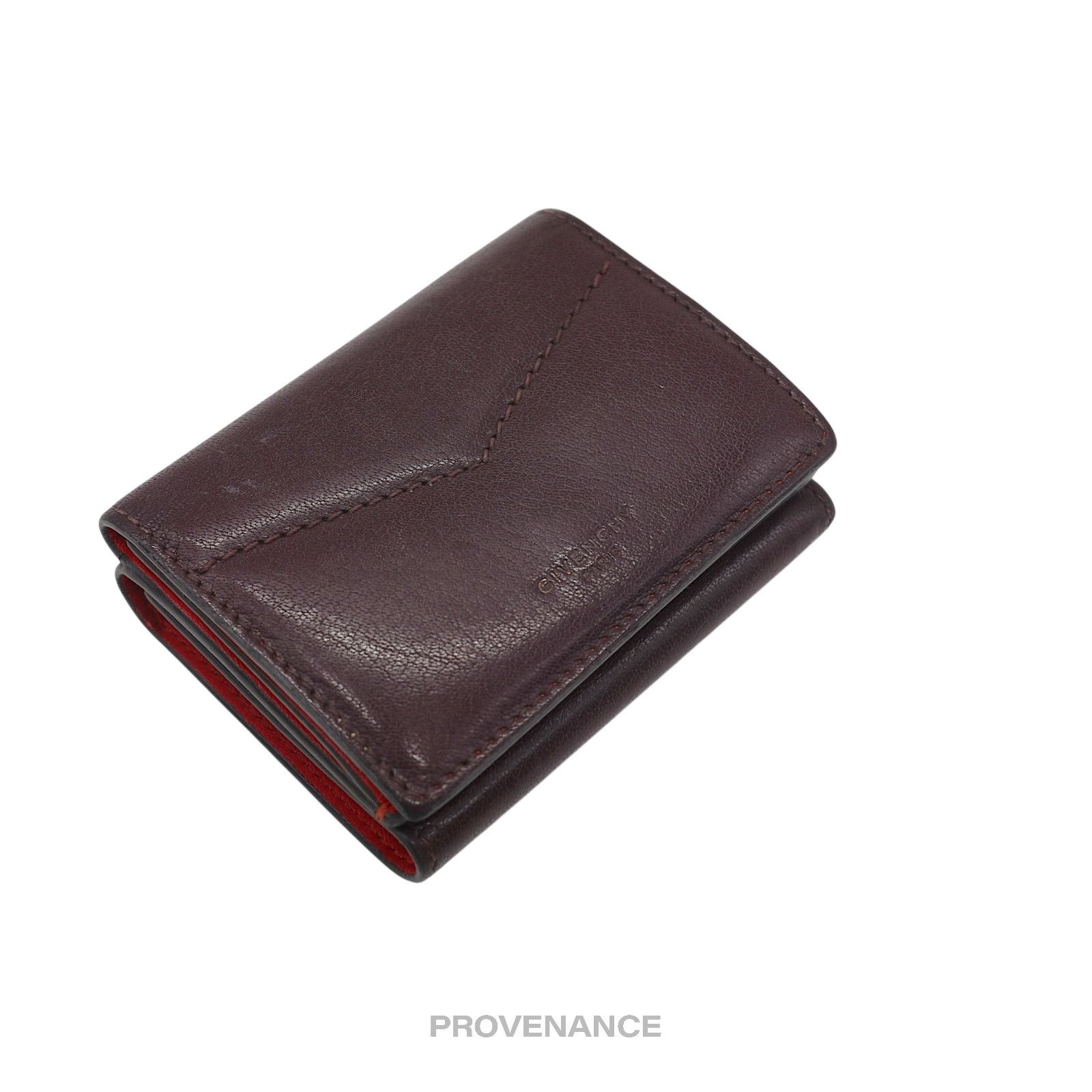 Givenchy 🔴 Givenchy Two Tone Trifold Wallet - Burgundy Red Leather Size ONE SIZE - 4 Thumbnail