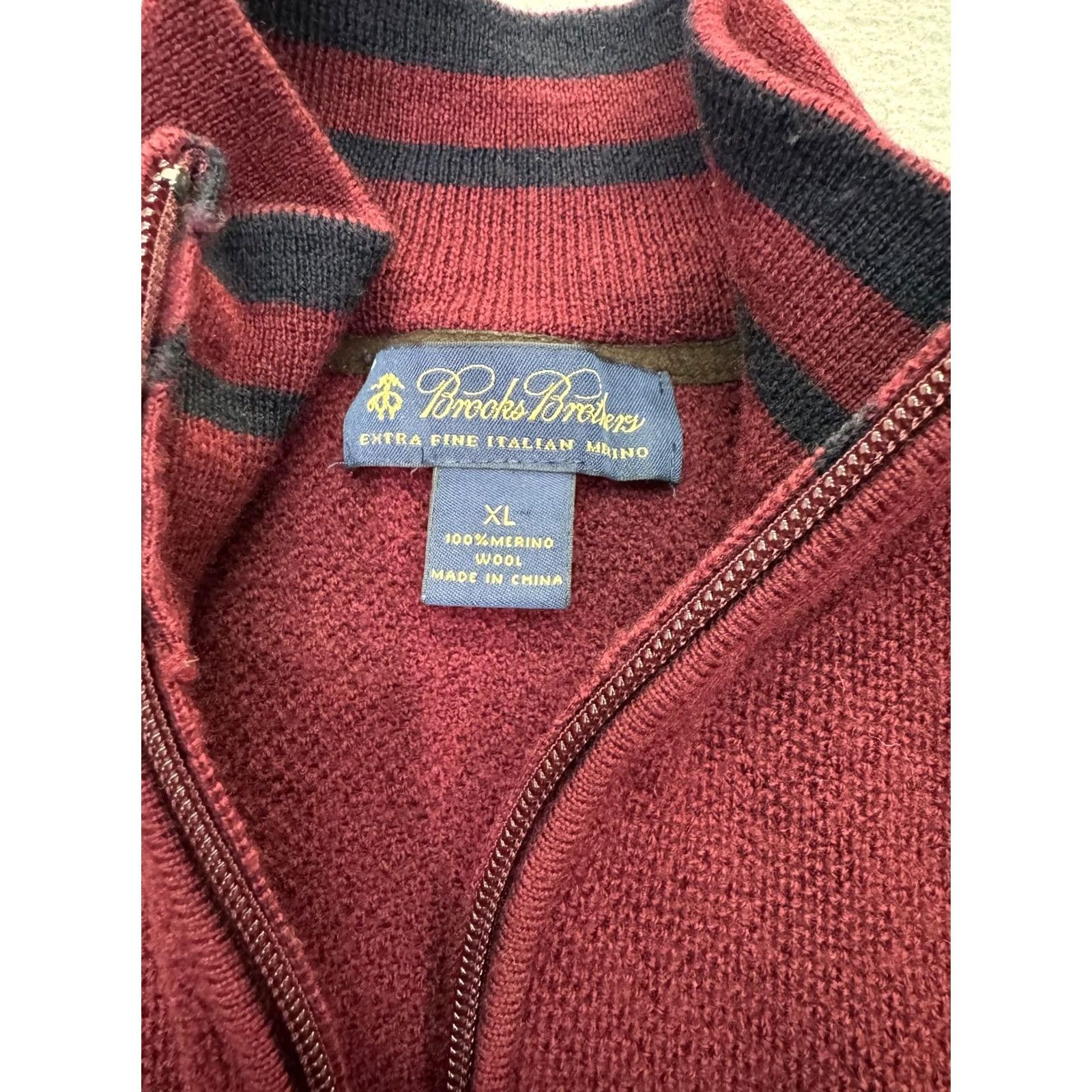 Brooks Brothers Brooks Brothers Sweater Mens Extra Large Red 1/4 Zip Merino Wool Pullover Size US XL / EU 56 / 4 - 5 Thumbnail