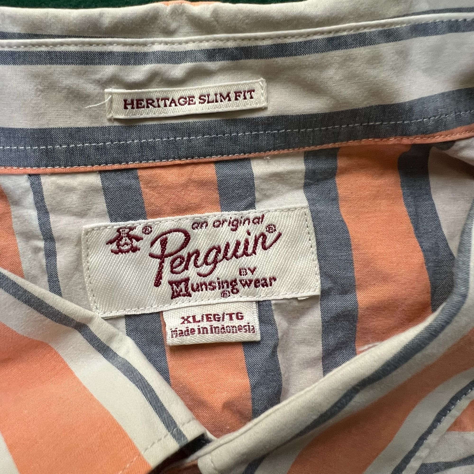 Original Penguin PENGUIN Poplin Striped Short-Sleeve Button-Down Shirt Casual Size US XL / EU 56 / 4 - 6 Thumbnail