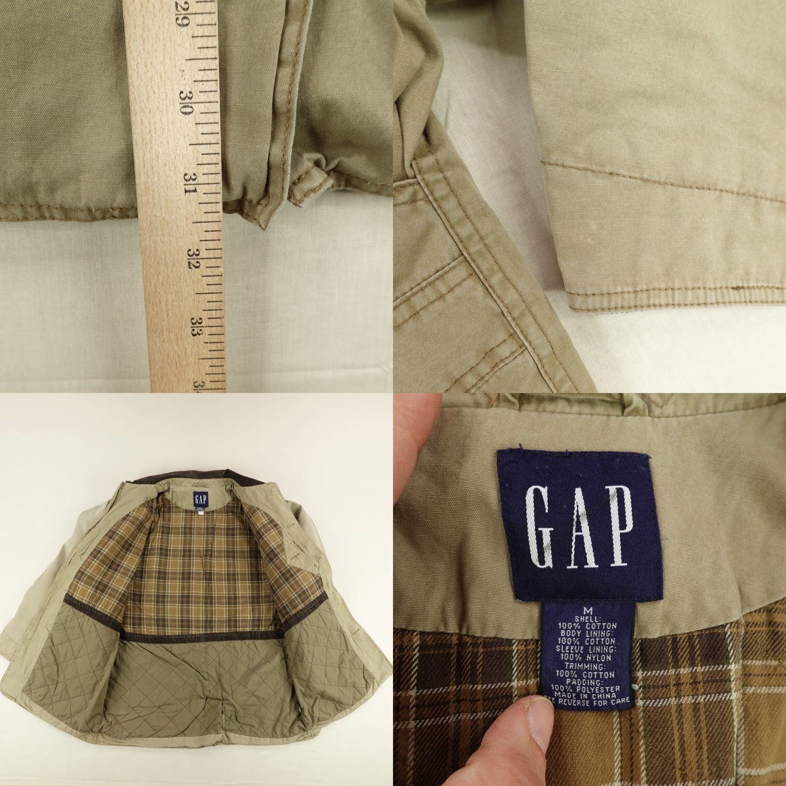 Gap VINTAGE Gap Jacket Medium Tan Corduroy Collar Field Chore Barn Coat Flannel Quilt Lined Size US M / EU 48-50 / 2 - 8 Thumbnail
