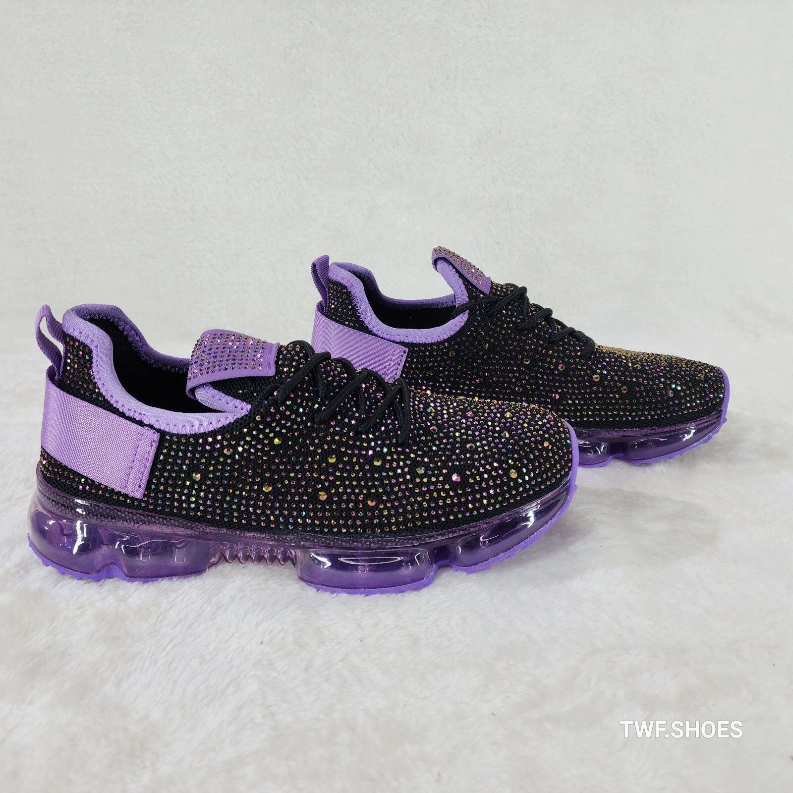 Other Dazzle Glow Purple Slip On Pull Tie Comfy Rhinestone Tennis Size US 8 / IT 38 - 2 Thumbnail