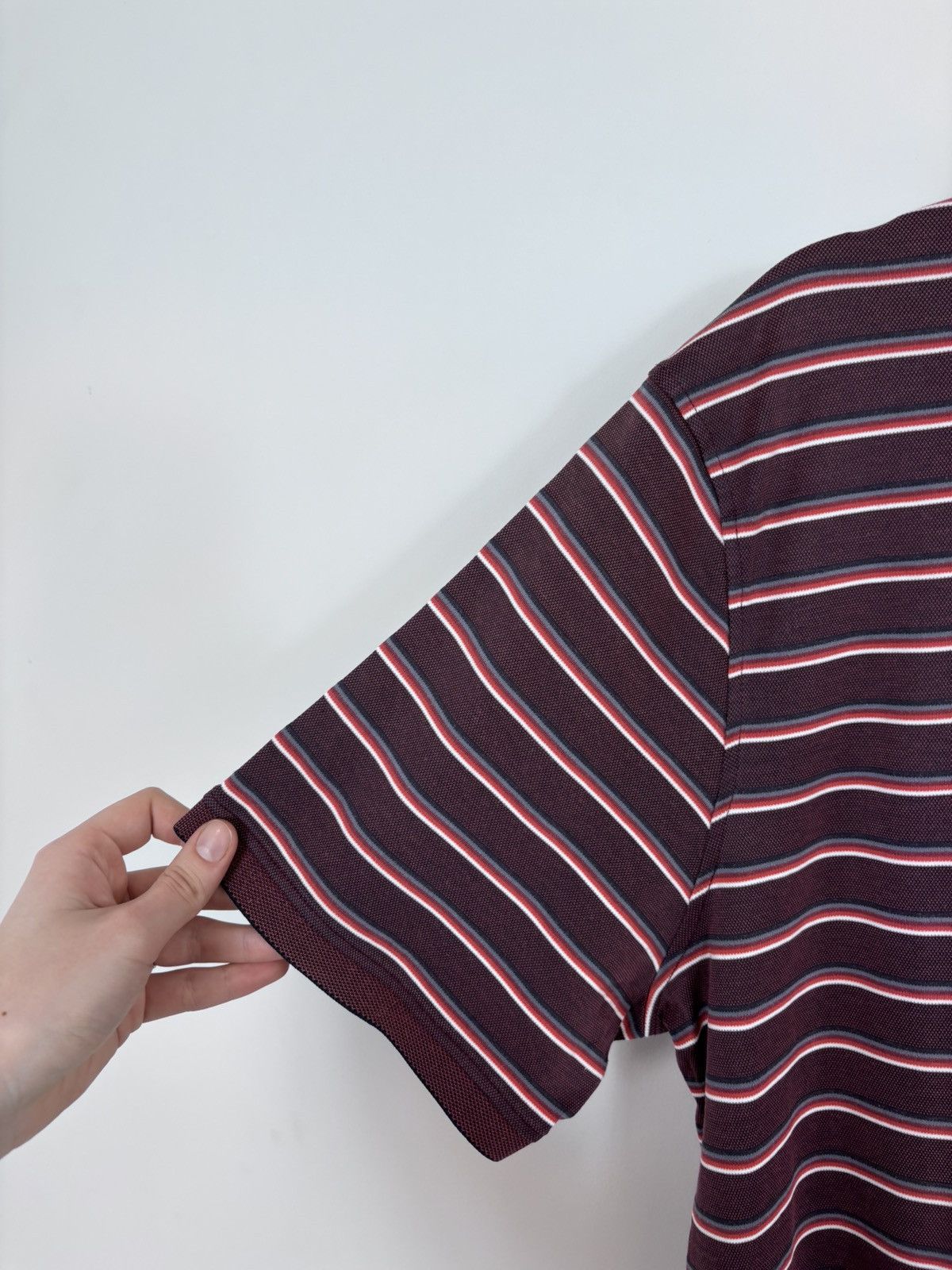 Paul Smith Paul Smith Men’s Burgundy Striped Short Sleeve Polo Shirt Size US XL / EU 56 / 4 - 6 Thumbnail