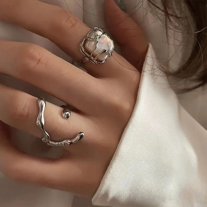 Other 2pcs/set Minimalist Irregular Twined Finger Rings Size ONE SIZE - 1 Thumbnail