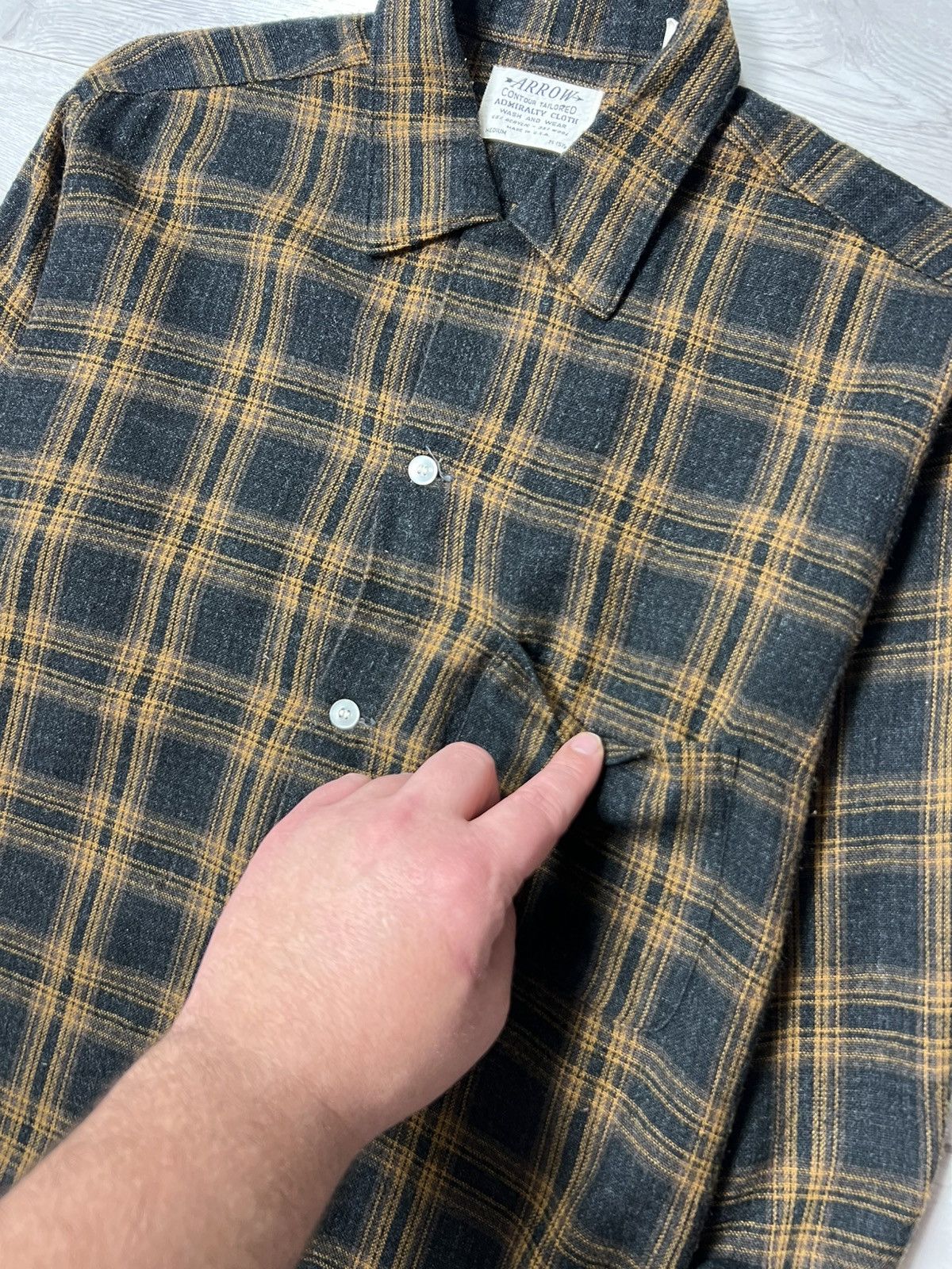 Arrow Vintage 50s / 60s Arrow Flannel Checkered Shirt Wool Acrylic Size US M / EU 48-50 / 2 - 6 Thumbnail